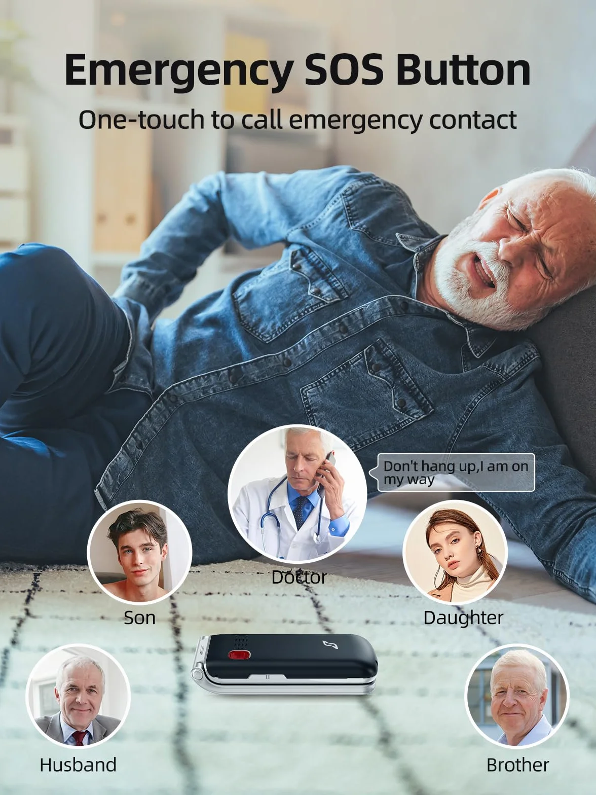 SweetLink F1 Plus Telefon komórkowy dla osób starszych, 2G gsm Telefony komórkowe z pokrywką, dużymi klawiszami i dużą głośnością, przyciskiem SOS, Kontakt Obrazowy, Bateria 1000mAh, Podwójna karta