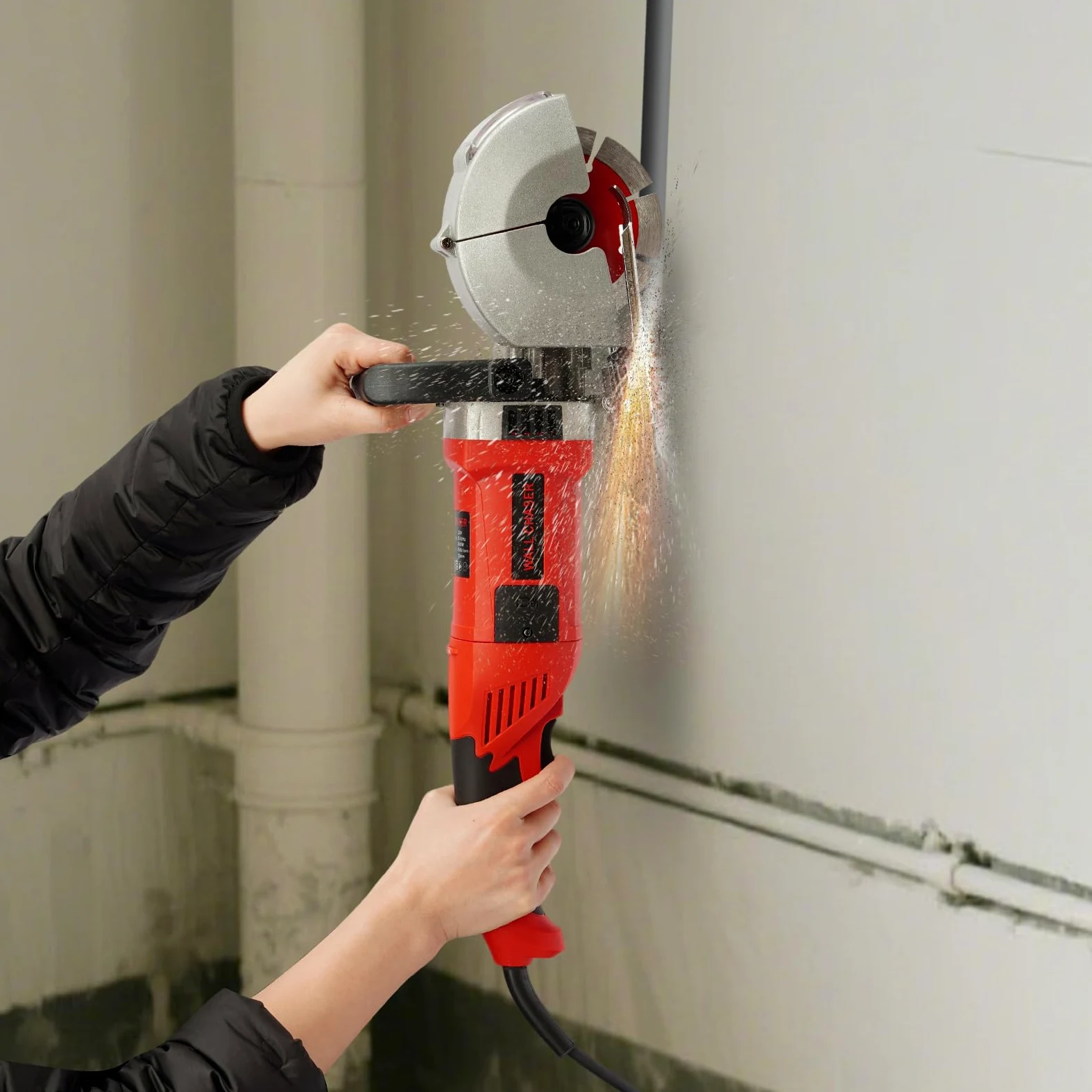 Szlifierka kątowa, szlifierka kątowa z regulacją prędkości obrotowej, elektryczna frezarka murarska, maks. moc 4000 W, 6000 obr./min, obróbka twardych materiałów, takich jak kamień i metal, beton