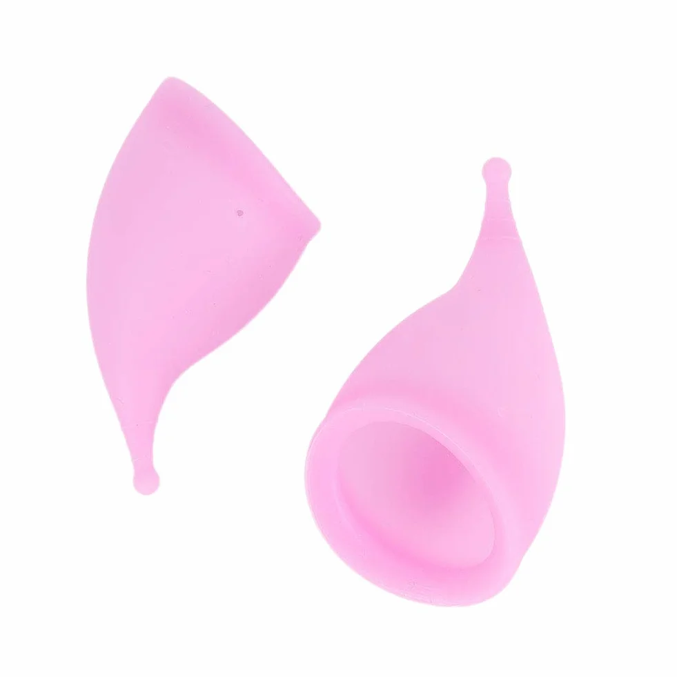 Kubek menstruacyjny, silikonowy damski kubek menstruacyjny wielokrotnego użytku, bezpieczny dla kobiet, damski kubek higieniczny (różowy duży + mały)