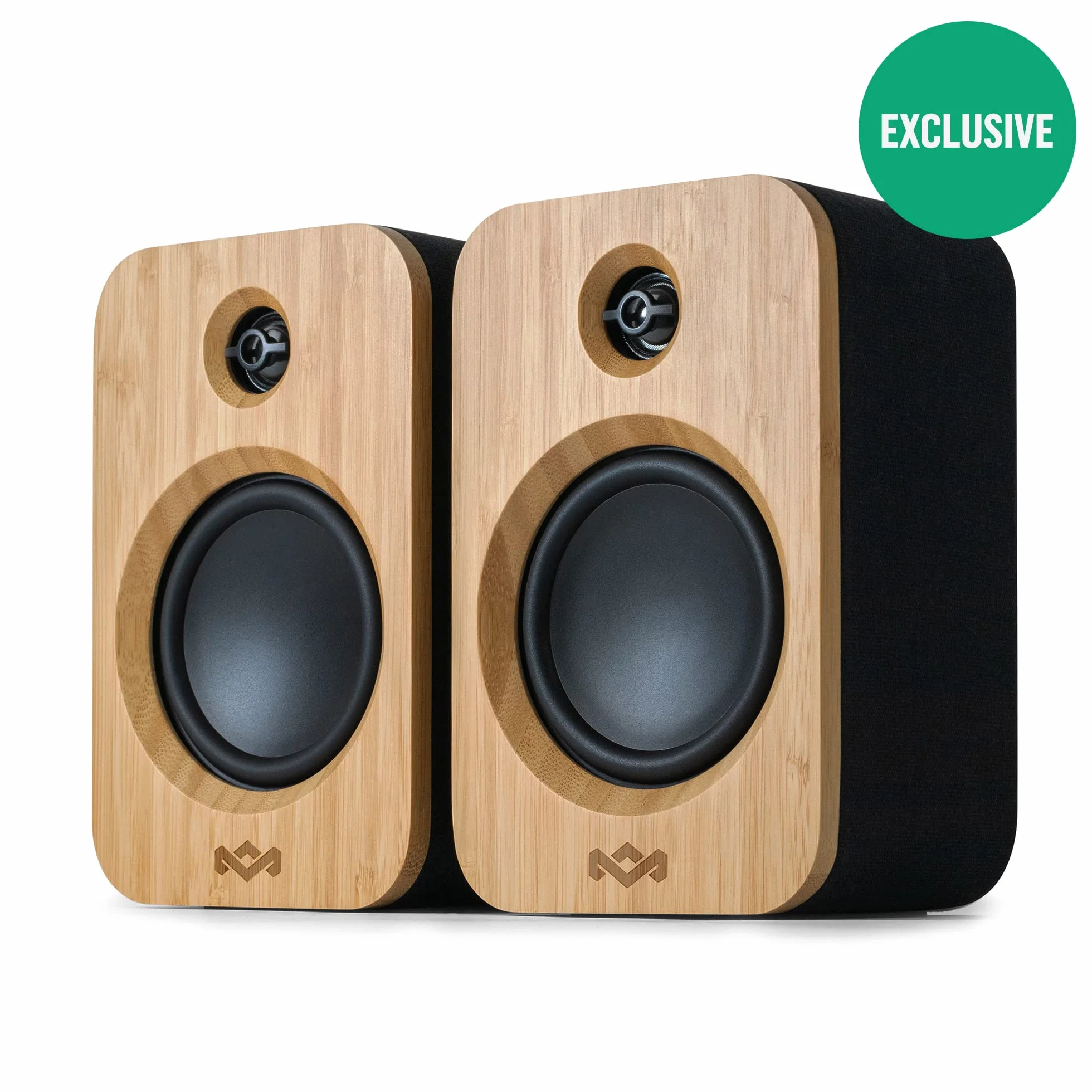 Marley Get Together Duo Bluetooth Speaker Bamboo - Głośnik Półkowy, Soundbar, 25h Bateria, Wzmacniacz Wysokiej Rozdzielczości, Czarny
