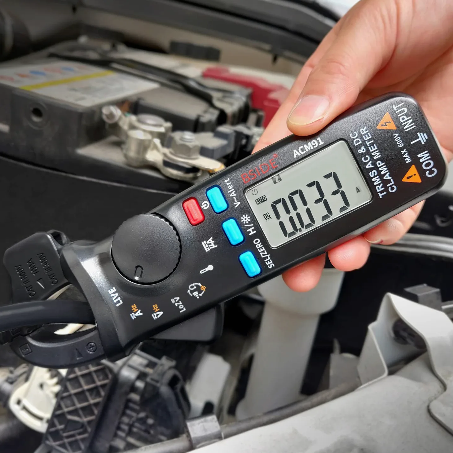 BSIDE ACM91 Cyfrowy cęgowy miernik cęgowy 1mA TRMS do pomiaru Prąd upływu AC DC 6000 zliczeń tester napięcia temperatury elektryczny tester do samochodów samochodowych