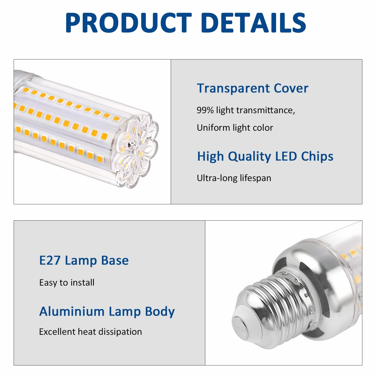 Żarówka Ale E27 LED 16W Zimna biel 6000K, 2000 lm, światło 360°, odpowiednik Halogenu E27 150W 120 W, AC 220V, E27 LED, ale lampa sufitowa, nieściemnialna, zestaw 5 szt