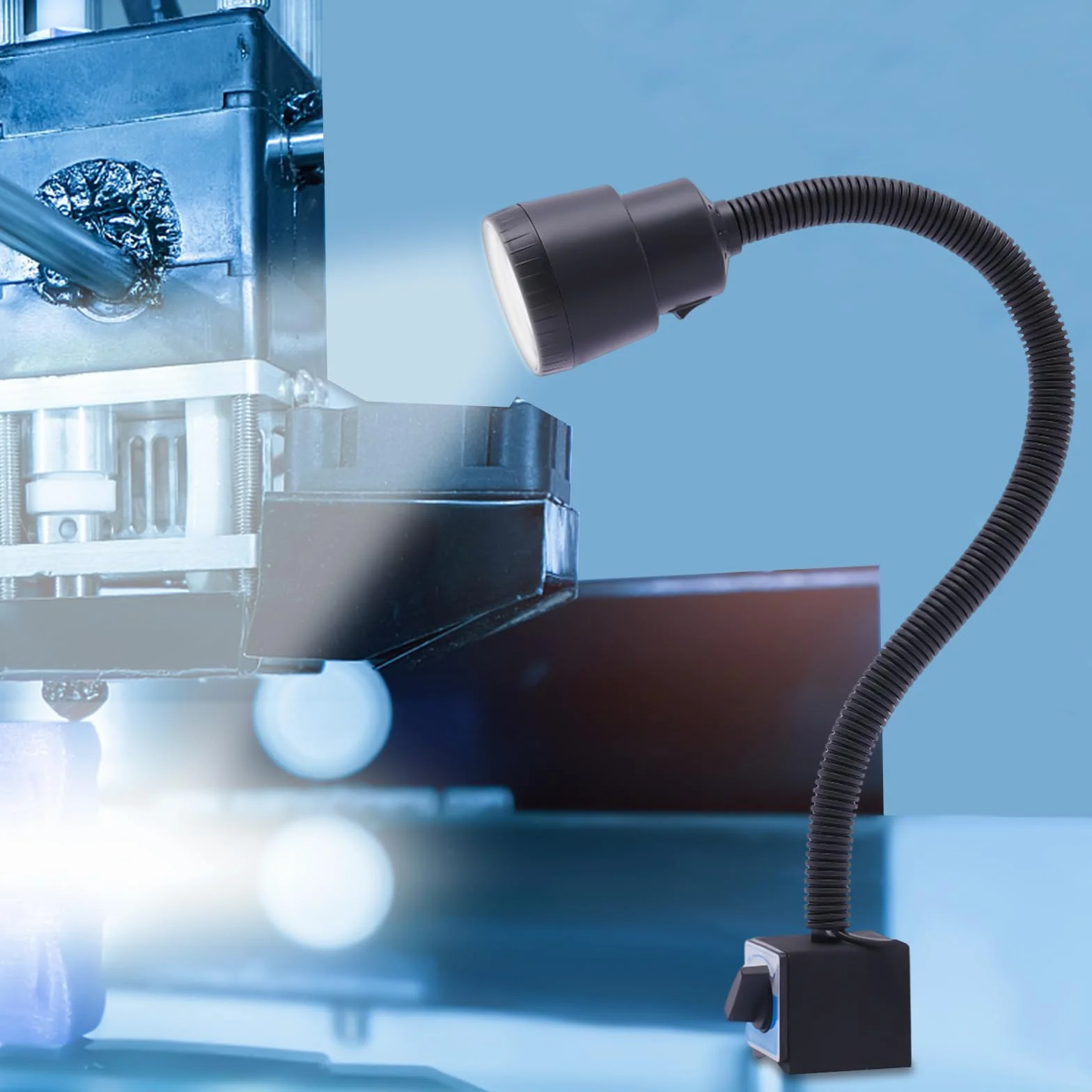 Lampa maszynowa CNC, 220 V, magnetyczna lampa LED, elastyczna lampa robocza z elastycznym ramieniem świetlnym i obrotem o 360°, do warsztatów mechanicznych