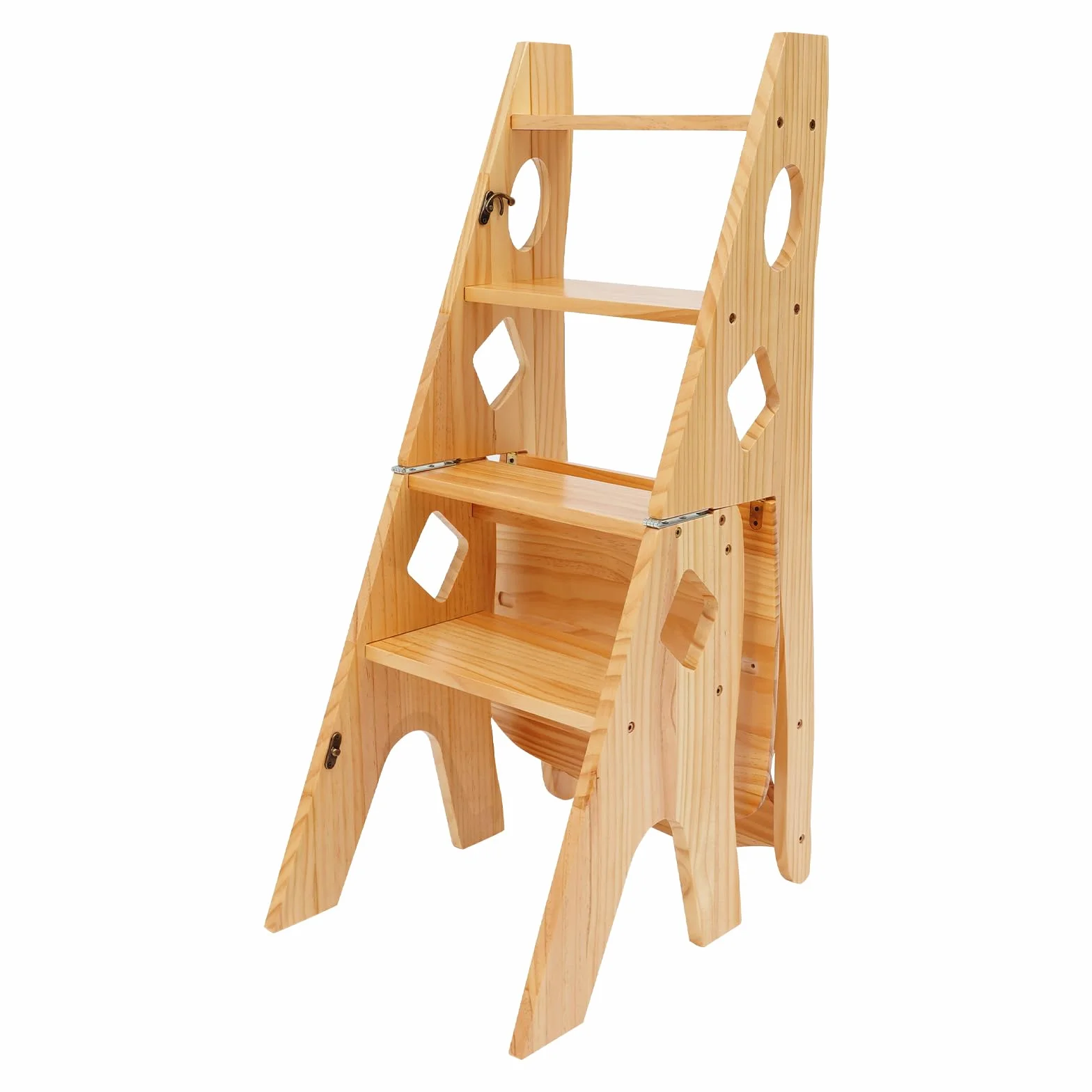 Składane krzesło biblioteczne 4-stopniowy taboret z drewna sosnowego nośność 100 kg