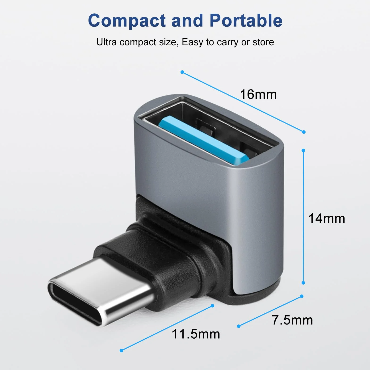 90 stopni adapter USB C na USB 3.1 OTG (2 sztuki), prostokątna wtyczka USB C typu C na gniazdo USB, transmisja danych 10 G do smartfona, tabletu, laptopa