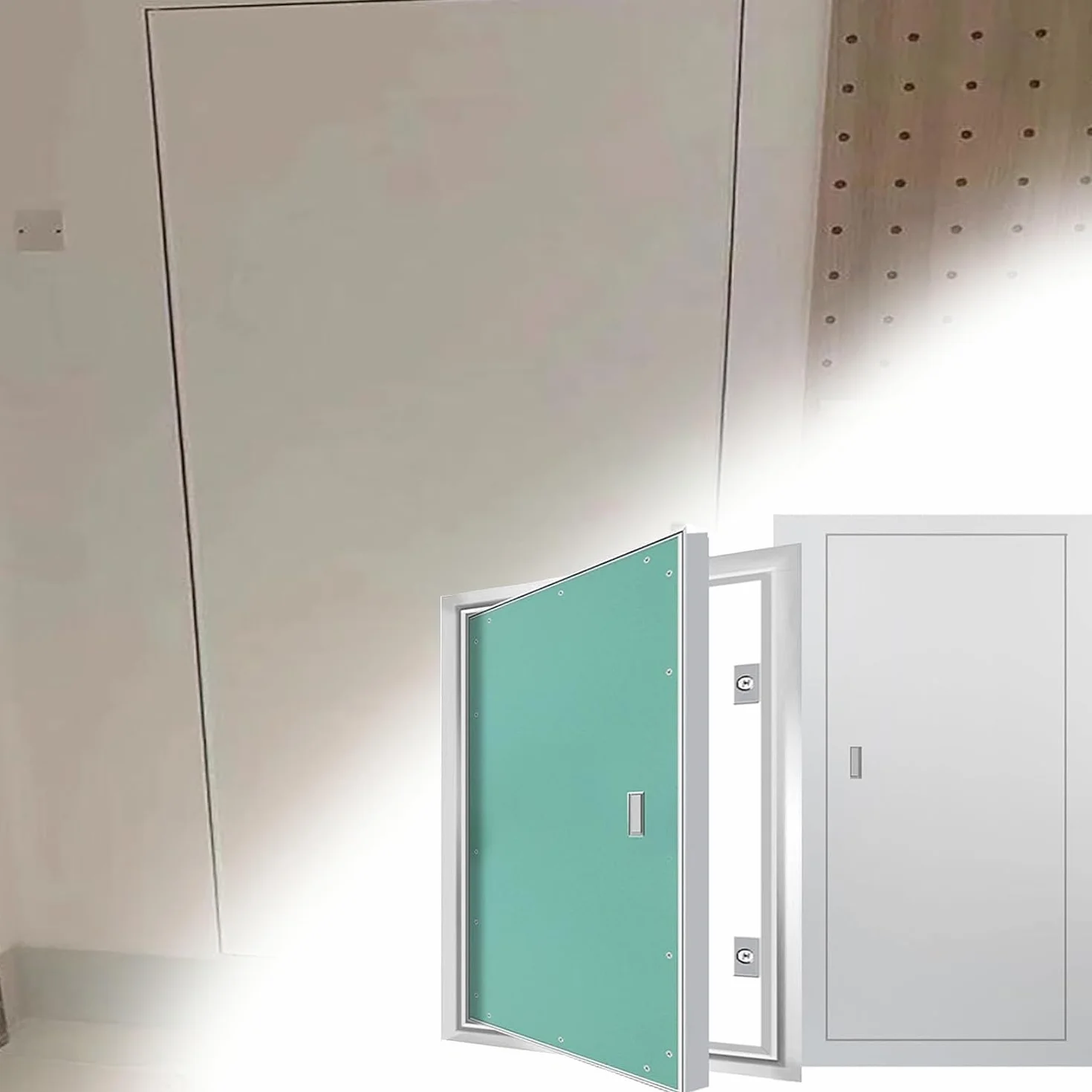 Duża aluminiowa rama gipsowe drzwi inspekcyjne, wpuszczane, ukryte z uchwytem i zamkiem, panel dostępu do płyt kartonowo-gipsowych do instalacji wodno-kanalizacyjnych elektrycznych HVAC