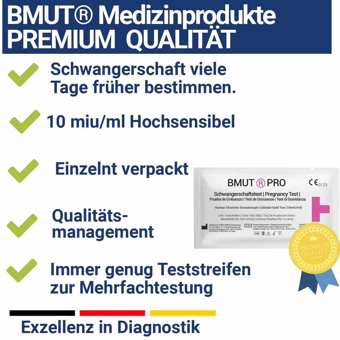 50 x bardzo czuły test ciążowy HCG 10 miu/ml – wczesny test ciążowy – paski testowe na mocz