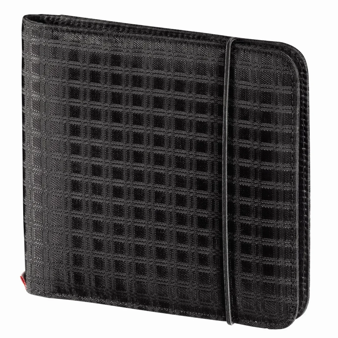 Hama Organizer na płyty CD/DVD/Blu-ray i karty pamięci (6 kieszeni na karty, 24 miejsca na płyty, na gumkę, 16,3 x 2,2 x 15,5 cm) czarny