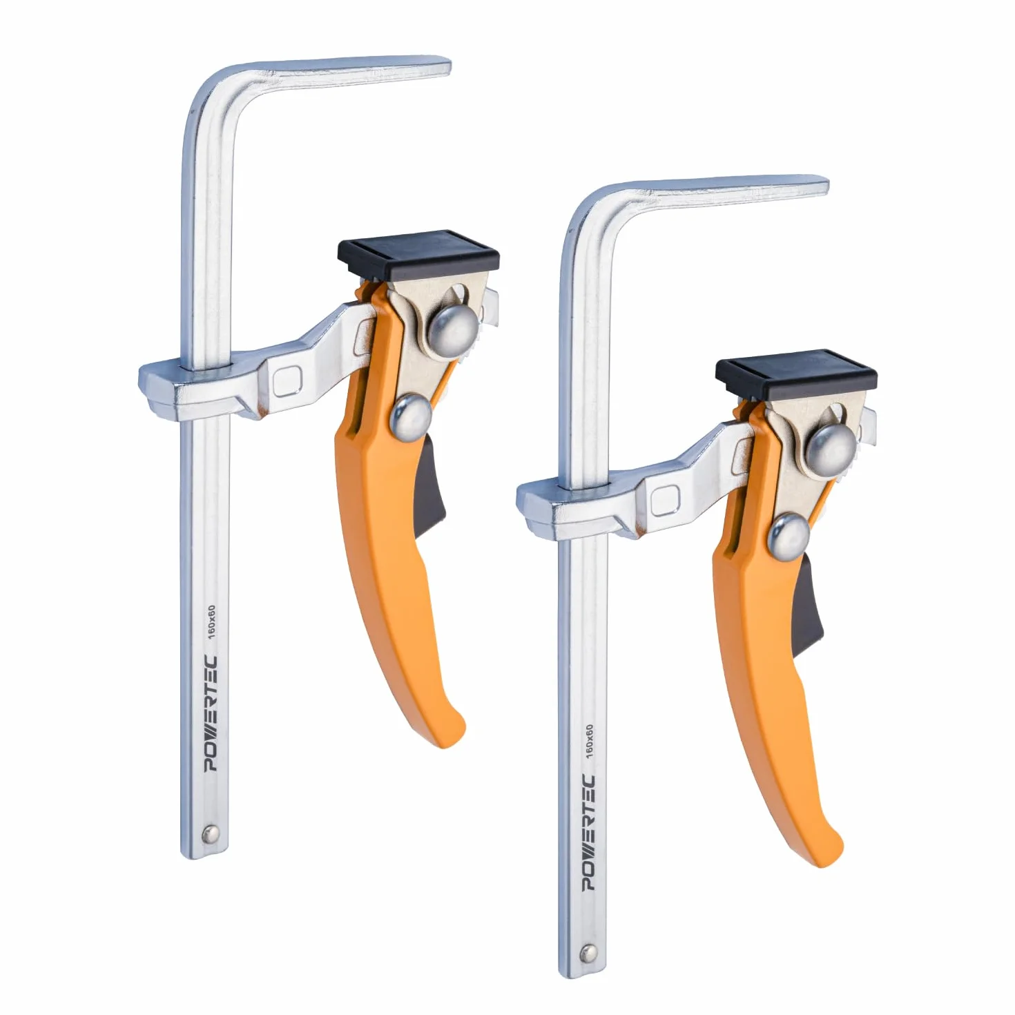 POWERTEC 71542V Zacisk stołowy z zapadkowym mechanizmem szybkiego zwalniania, do systemu MFT i szyn prowadzących (178 mm) x 6 cm głębokość gardzieli, 2 sztuki