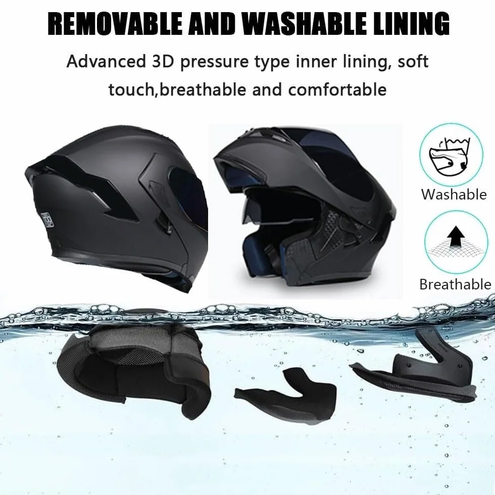 Modułowe kaski Bluetooth Kask motocyklowy Flip-Up Road Legal Kaski motocyklowe z homologacją ECE Podwójne wizjery przeciwmgielne Kask ochronny dla dorosłych mężczyzn i kobiet Kaski integralne(5,