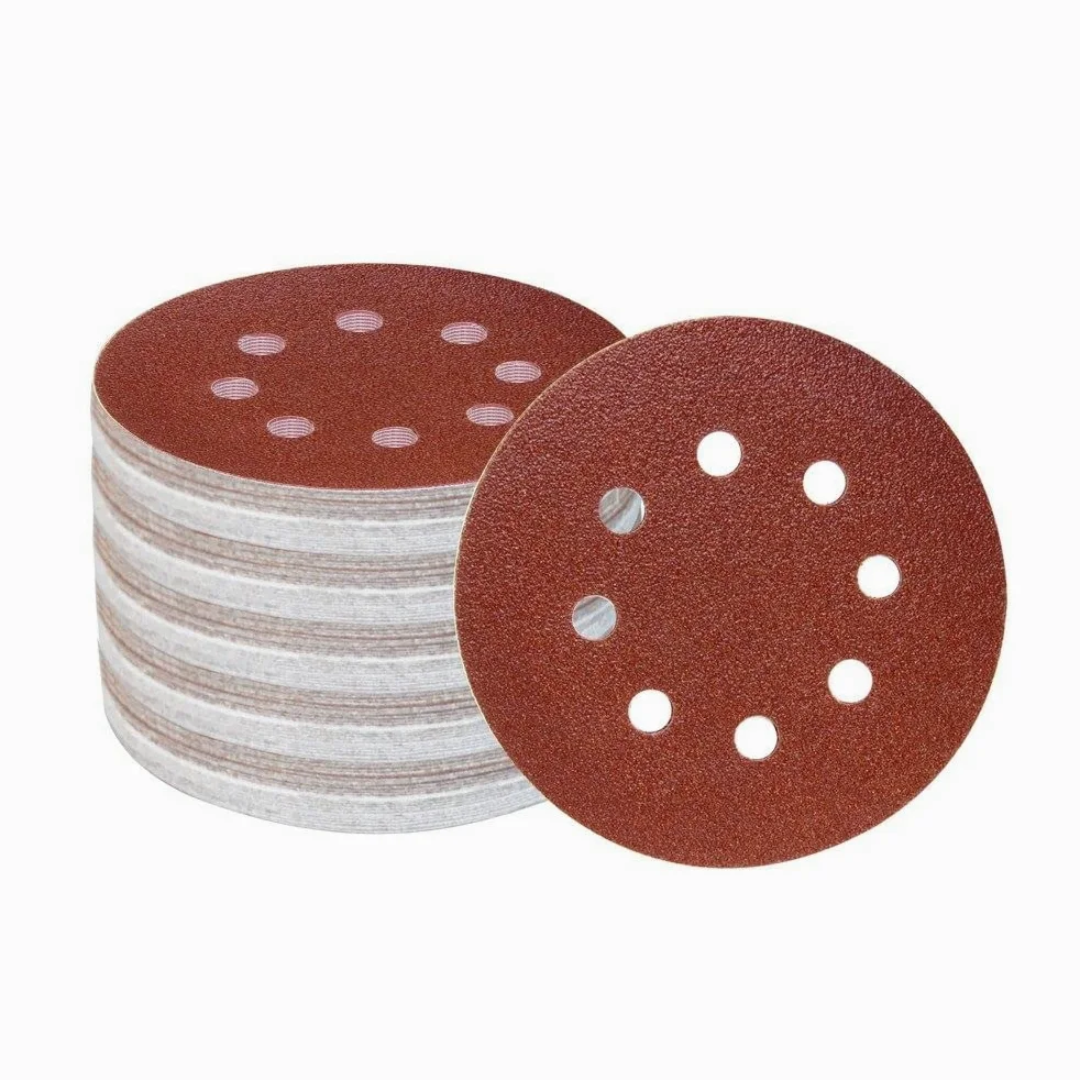 100 sztuk 125mm 5" Ścierny papier ścierny do szlifowania 8-otworowy hak tarczowy i amp; Papier ścierny pętelkowy, ziarnistość 60~1500 do akcesoriów do narzędzi polskich, ziarnistość 240,h