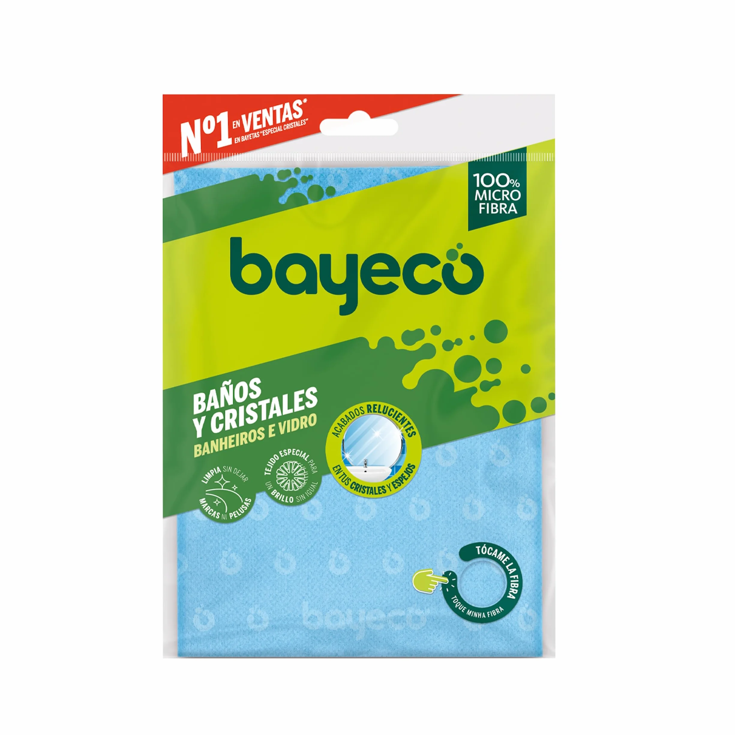 Bayeco - Wanna do szkła i łazienki - Doskonałe rozwiązanie do luster, szkła i czyszczenia łazienki - Mata z mikrofibry o dużej chłonności - Bez smug i kłaczków