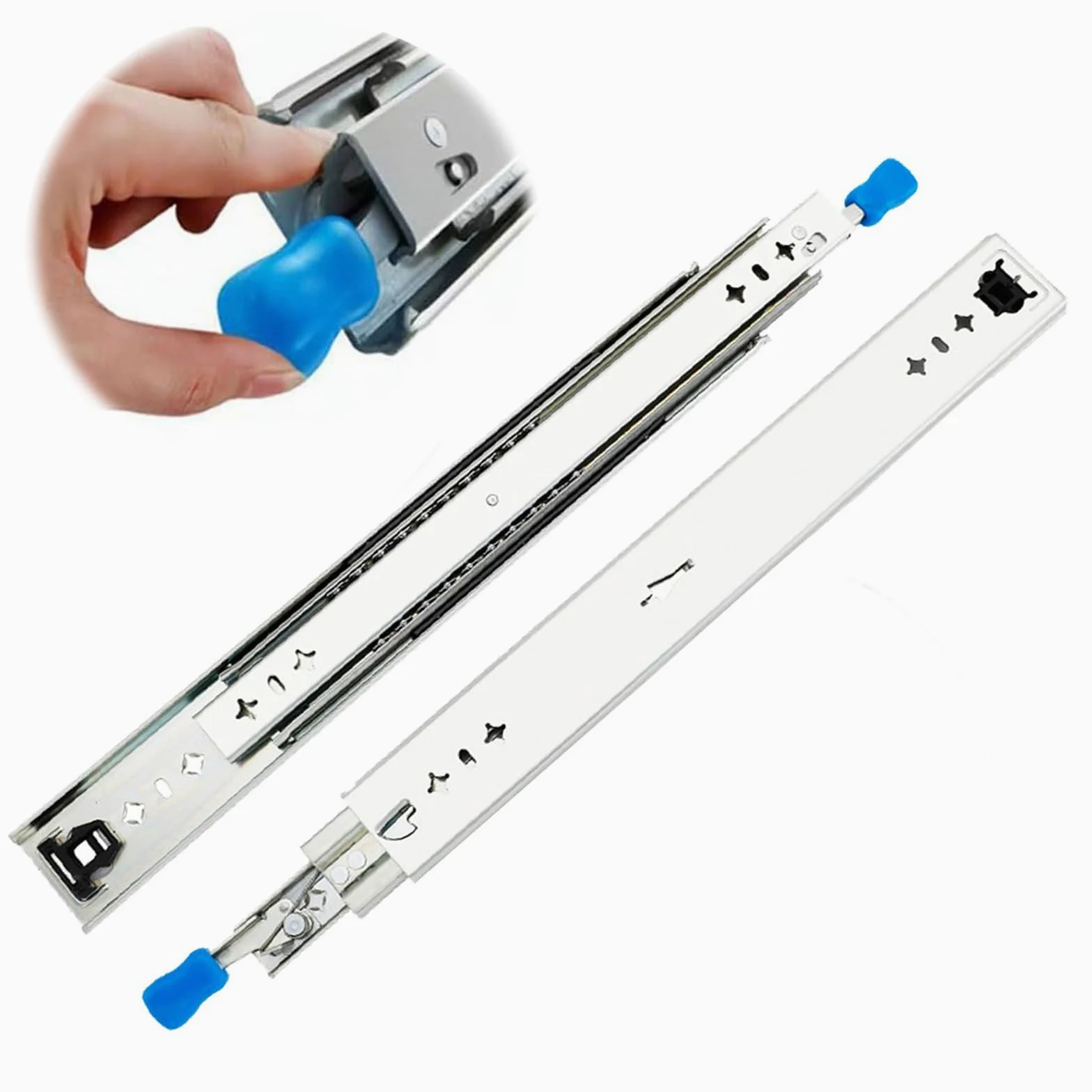 45 cm, 66 cm, 127 cm, z blokadą, wytrzymałe prowadnice do szuflad, pełne wysuwane prowadnice, montaż boczny, szafki na oprzyrządowanie, ławki (400 mm/16 cali)