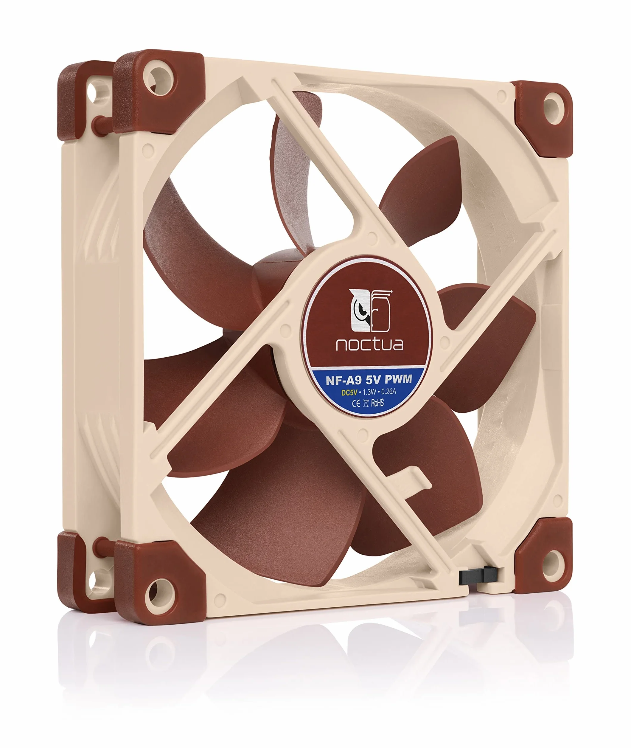 Noctua NF-A9 5V PWM, 4-Pinowy, Zasilany Napięciem 5 V Cichy Wentylator Klasy Premium z Adapterem do Zasilania Przez USB (92 mm, Brązowy)
