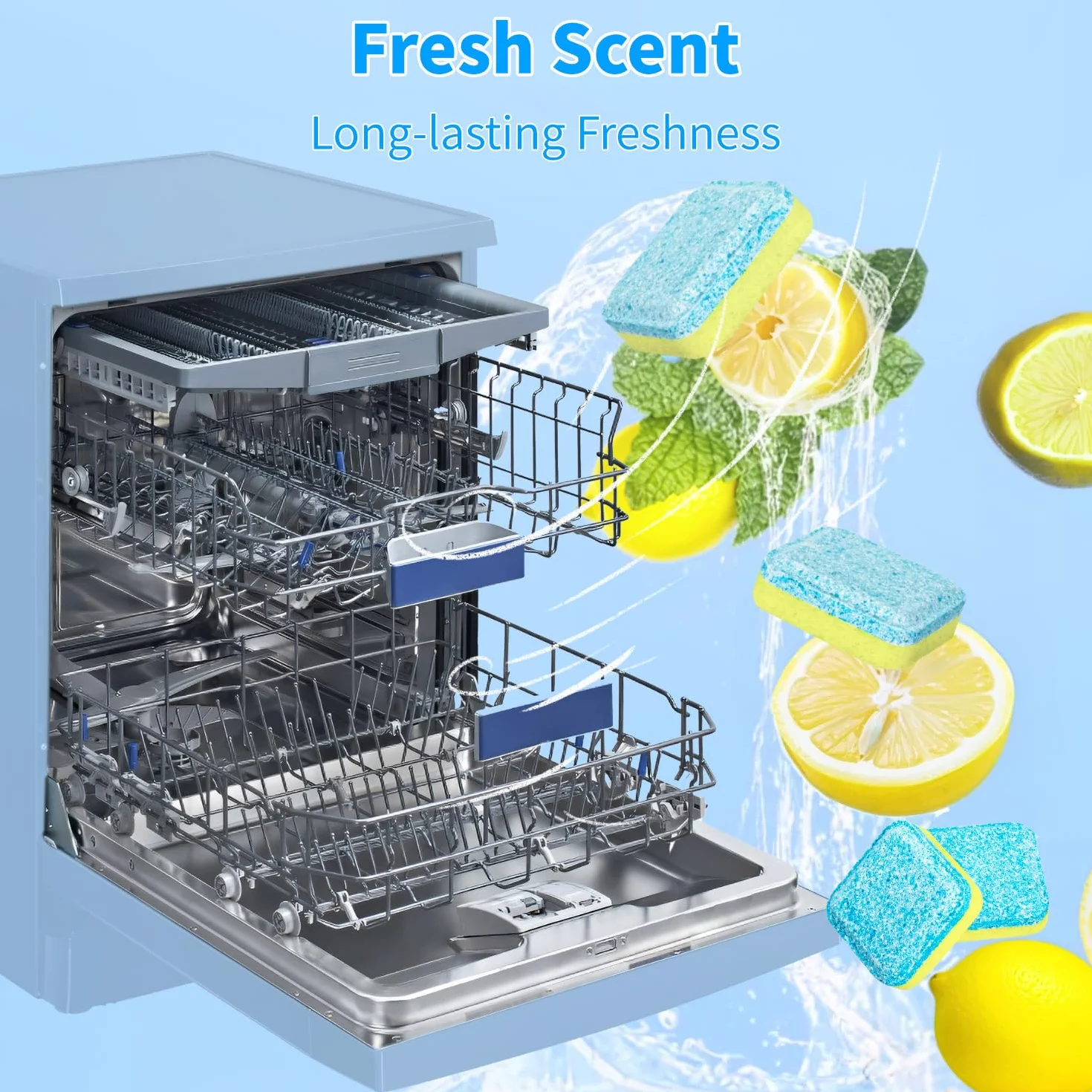 Dishwasher mycie w zmywarce – zestaw 24 kapsułek odkamieniających i odświeżających, głębokie czyszczenie do zmywarki, naturalne składniki
