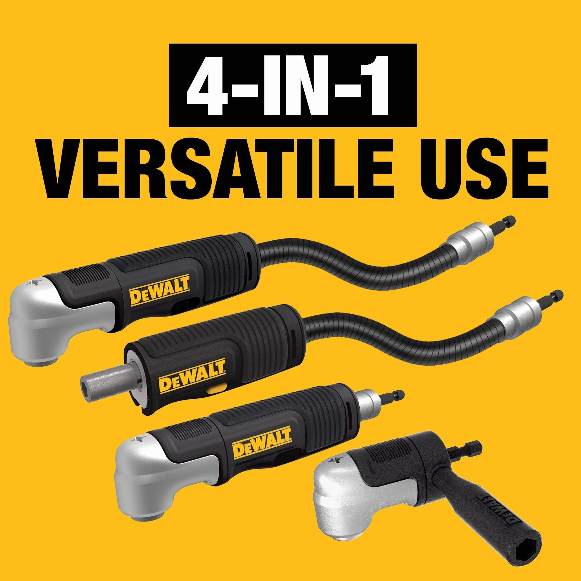 DEWALT FlexTorq adapter wiertarki kątowej, system 4 w 1, kompaktowy, elastyczny prosty trzpień, 30,5 cm (DWAMRASETFT)