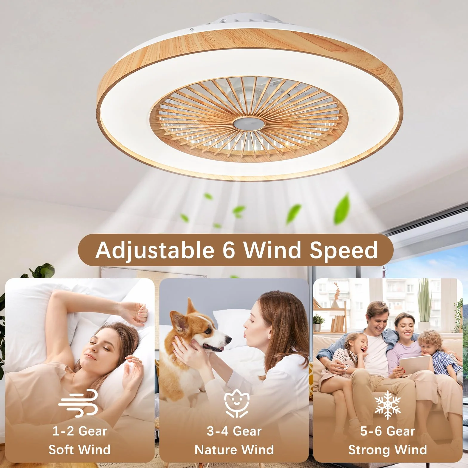Żyrandol Wentylator Sufitowy Led Ściemnialny Wentylator Do Drewna Ze Światłem 6 Prędkości Odwracalny Silnik Prądu Stałego Cichy Wentylator Sufitowy Ze Światłem Do Salonu Sypialnia Jadalnia