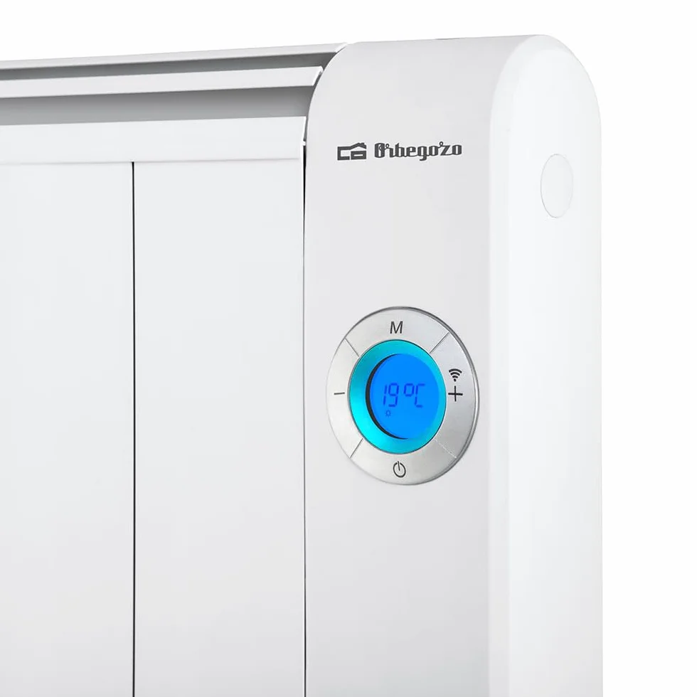 Orbegozo RRW 1500 - Bezprzewodowy emiter niskiego zużycia energii Wi-Fi, 1500 W, cyfrowy wyświetlacz LCD, programowalny, bezprzewodowe połączenie przez Orbegozo APP, 72.1 x 59 x 7.5 cm, Kolor Biały