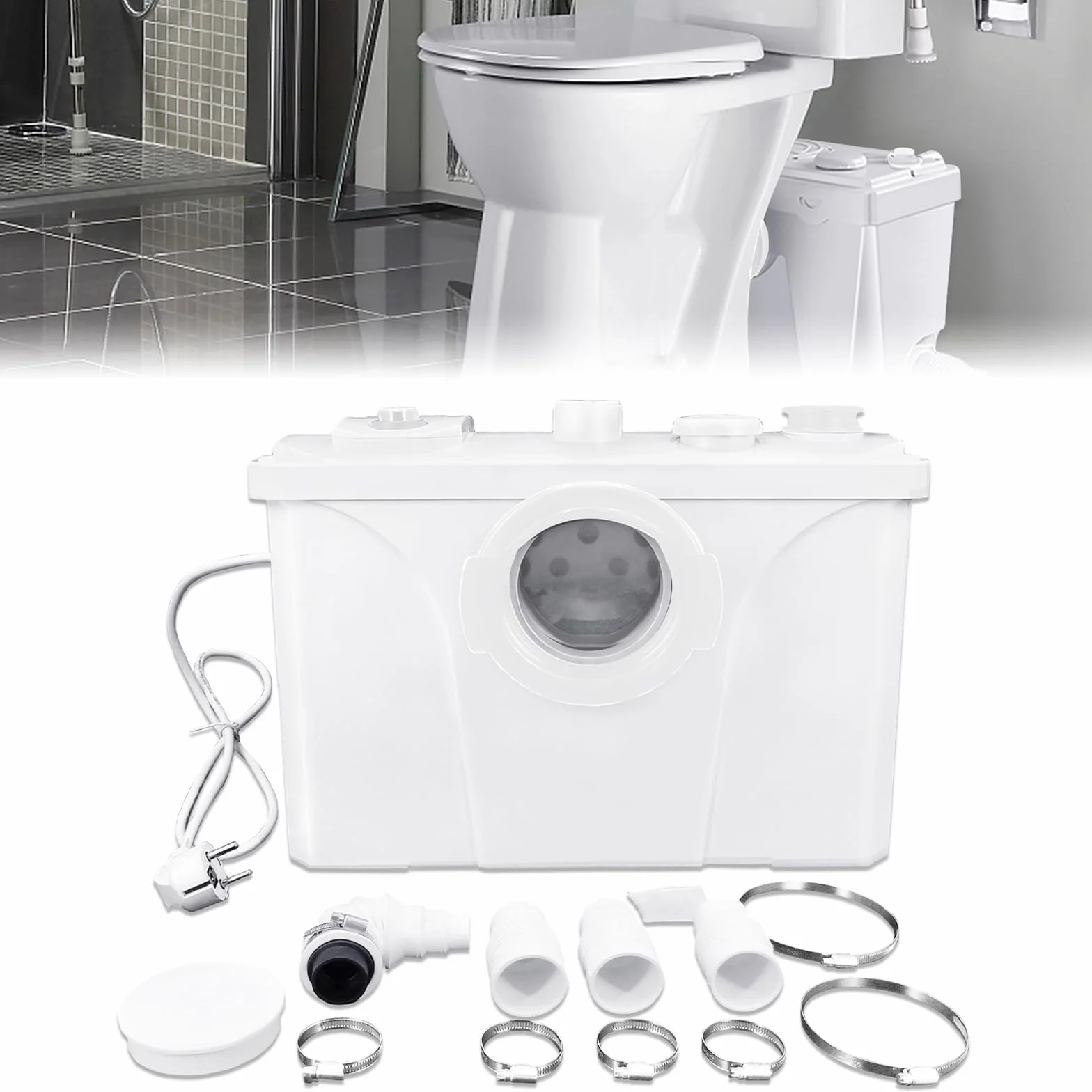 LARS360 rozdrabniacz rozdrabniacz sanitarny, 700 W, 180 l/min, pompa kałowa z wbudowanym zaworem zwrotnym, odpowiednia do kuchni, toalety