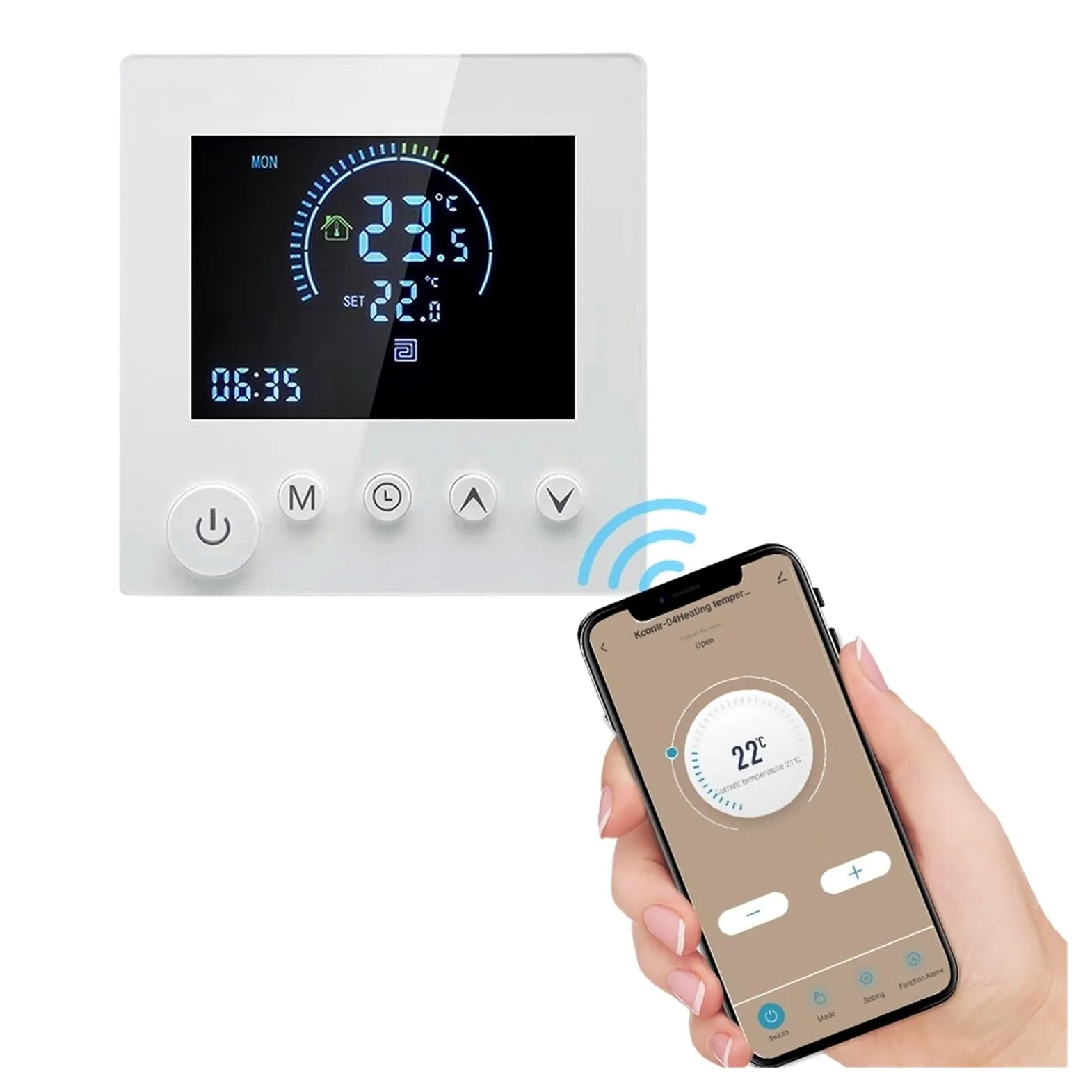 Inteligentny termostat, Inteligentny termostat czujnik NTC dotykowy LCD elektryczne podgrzewanie wody cyfrowy termoregulator programowalny regulator temperatury(ElectricHeating Wifi)