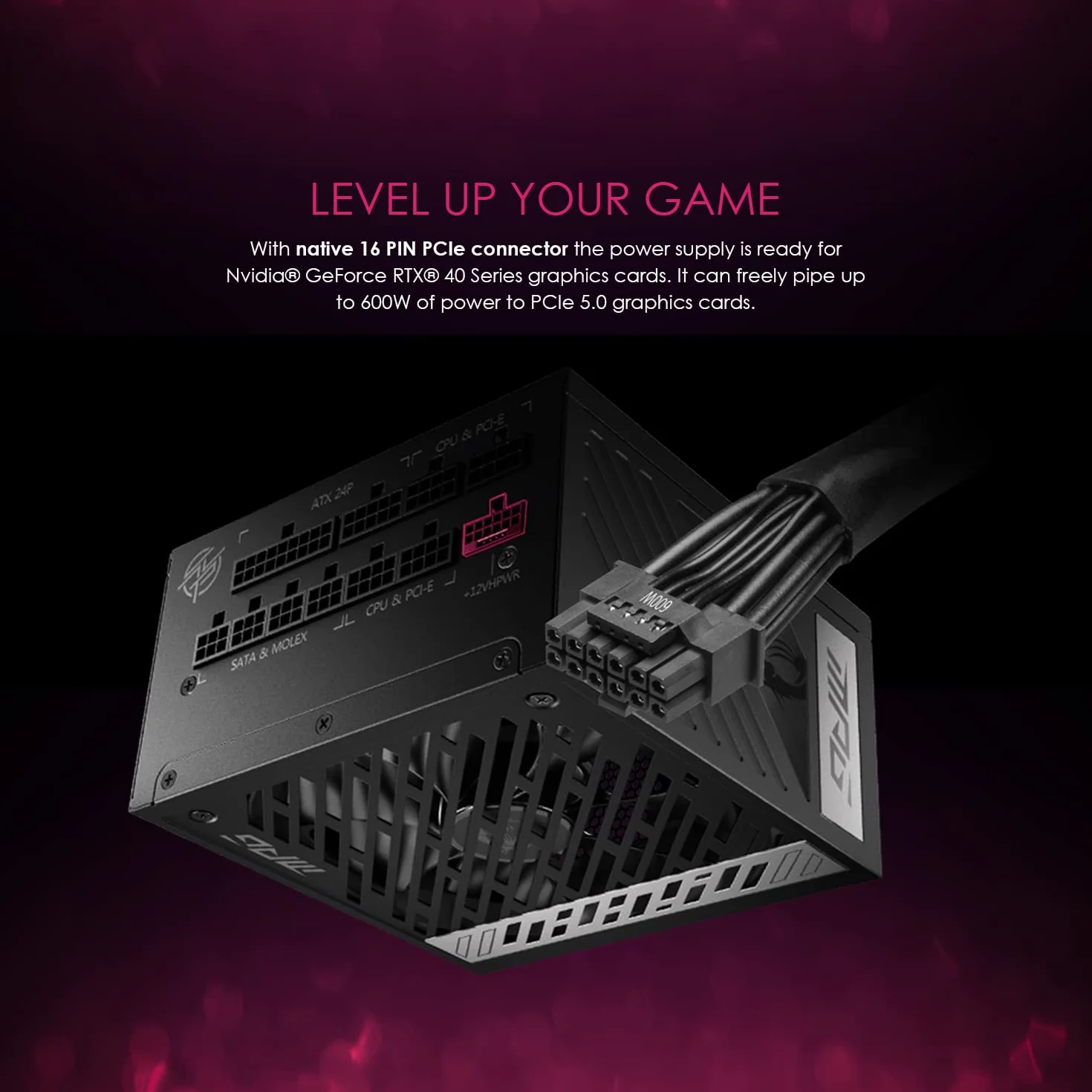 MSI MPG A850G PCIE5 zasilacz sieciowy 850 W 80 Plus Gold w pełni modułowy ATX 3.0 PCIe 5.0 GPU japońskie kondensatory 105°C 0% RPM czarny