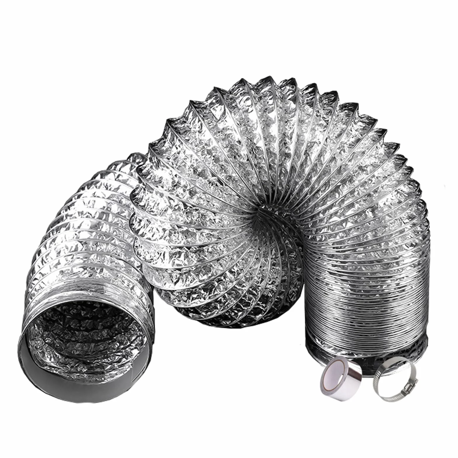 Elastyczne przewody aluminiowe, Wymiana elastycznego węża za pomocą 1 zacisku i taśmy(1.5m 110mm)