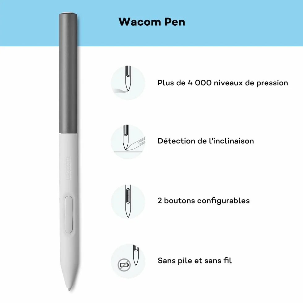 Wacom Tablet M Pen z Bezbateryjnym Długopisem EMR, Bluetooth, do Windows, Mac, Chromebook i Android