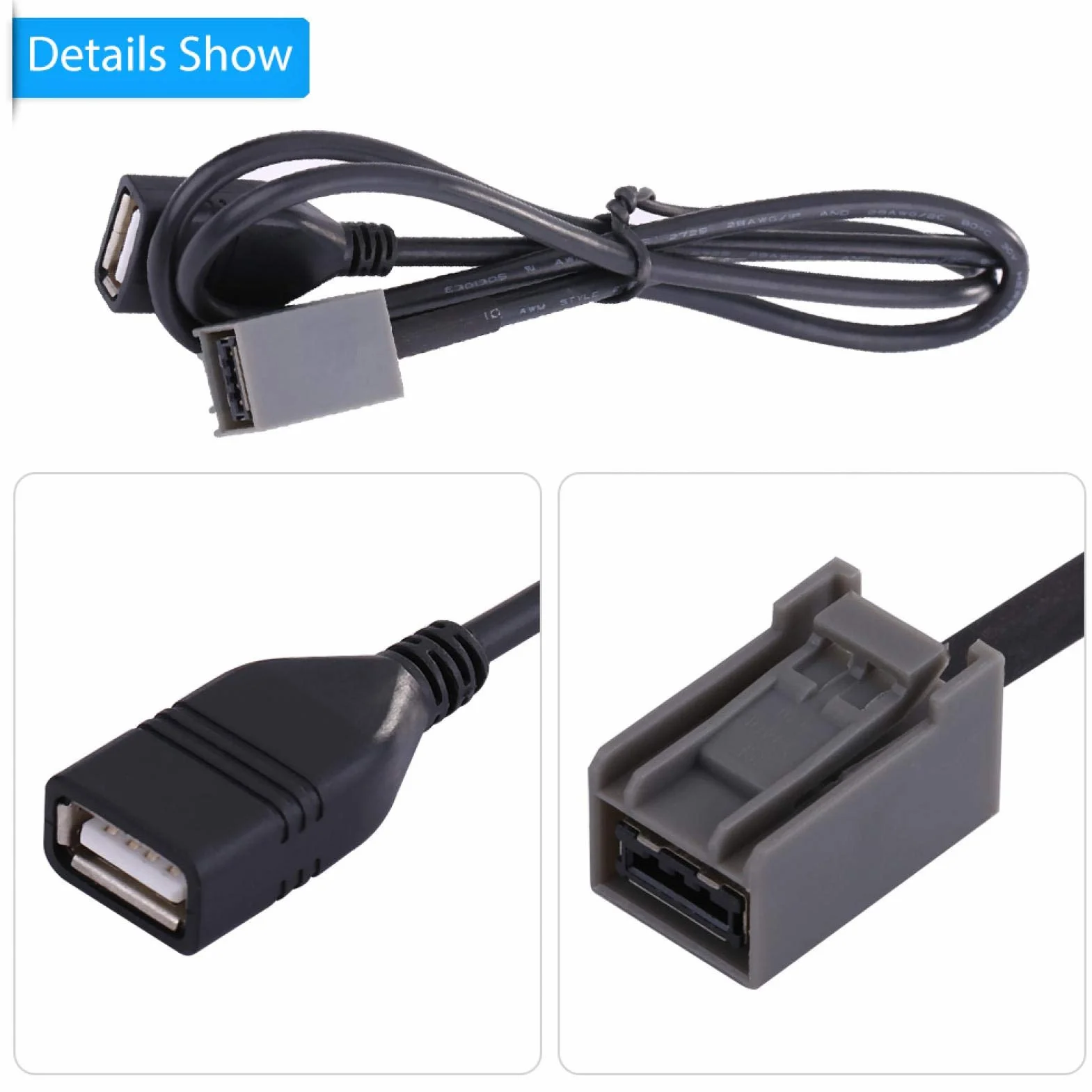 Akcesoria samochodowe MDI AMI kabel AUX 2.0 USB muzyka adapter interfejsu audio 60cm MP3 WMA kabel do ładowania przedłużacz do 2009 r