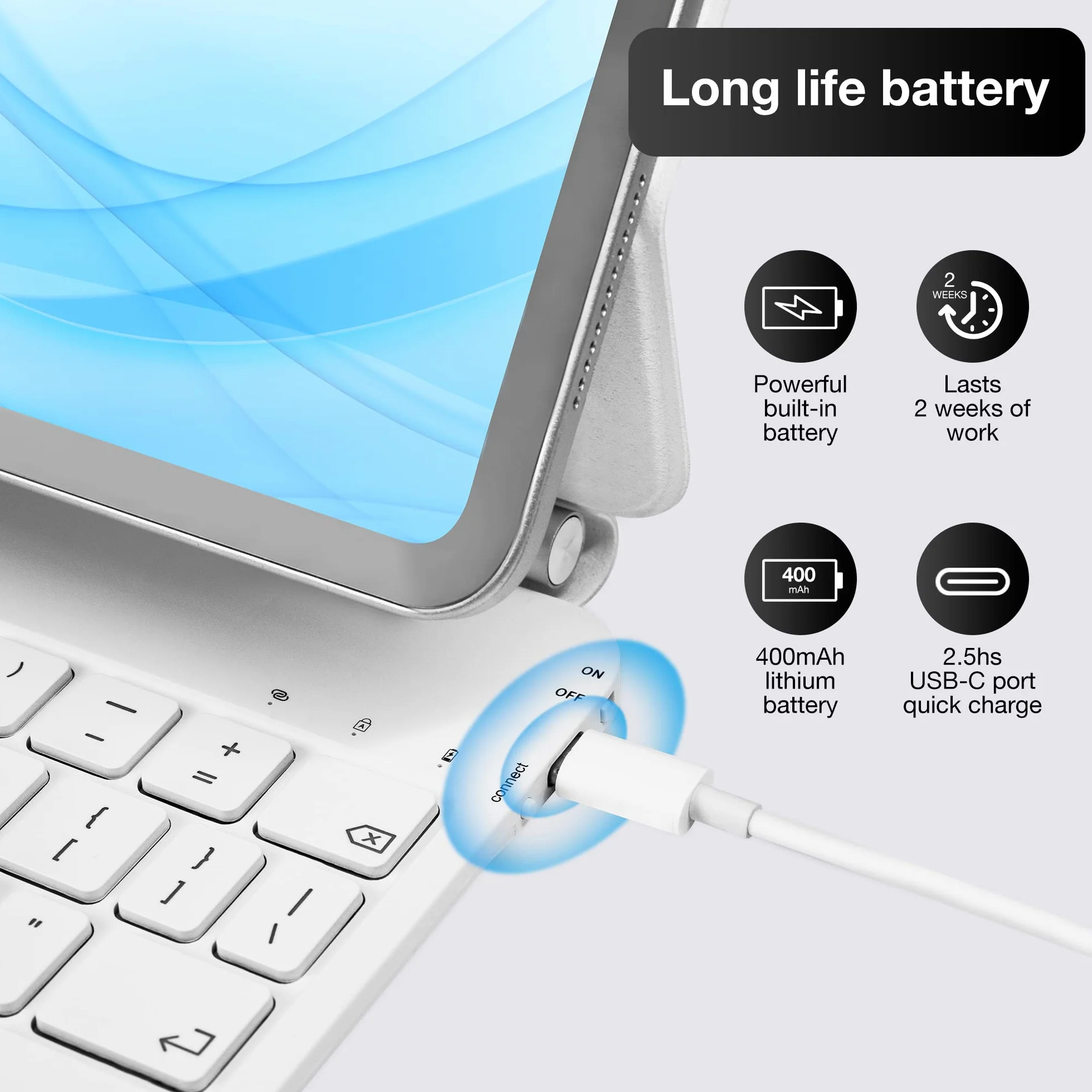 Etui z klawiaturą Magic Keyboard do iPad Air 11 cali M2 2024 M3 2025 zintegrowany gładzik biały