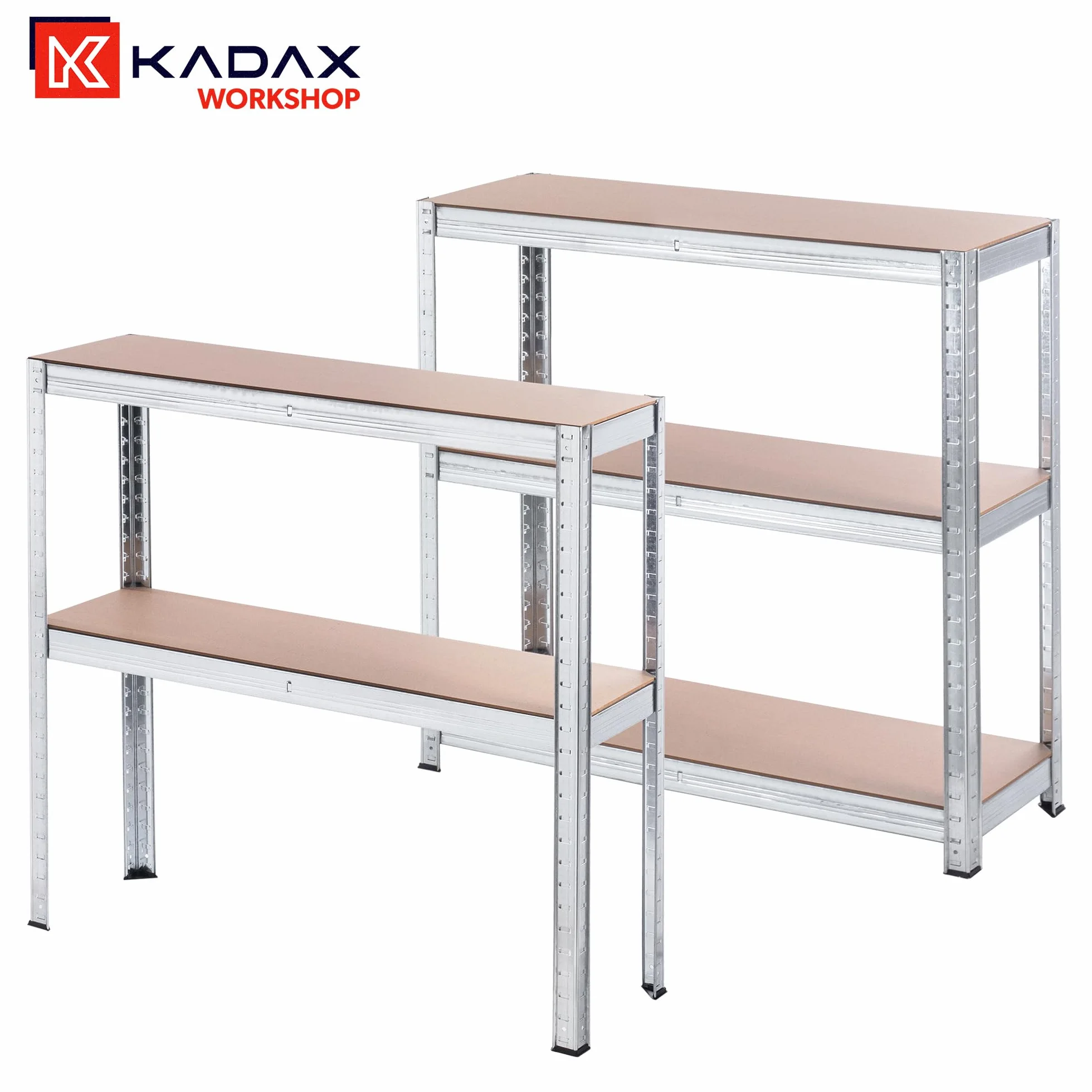 KADAX Metalowy regał do dużych obciążeń na narzędzia ogrodowe, stabilny regał warsztatowy o nośności 875 kg, system regałowy
