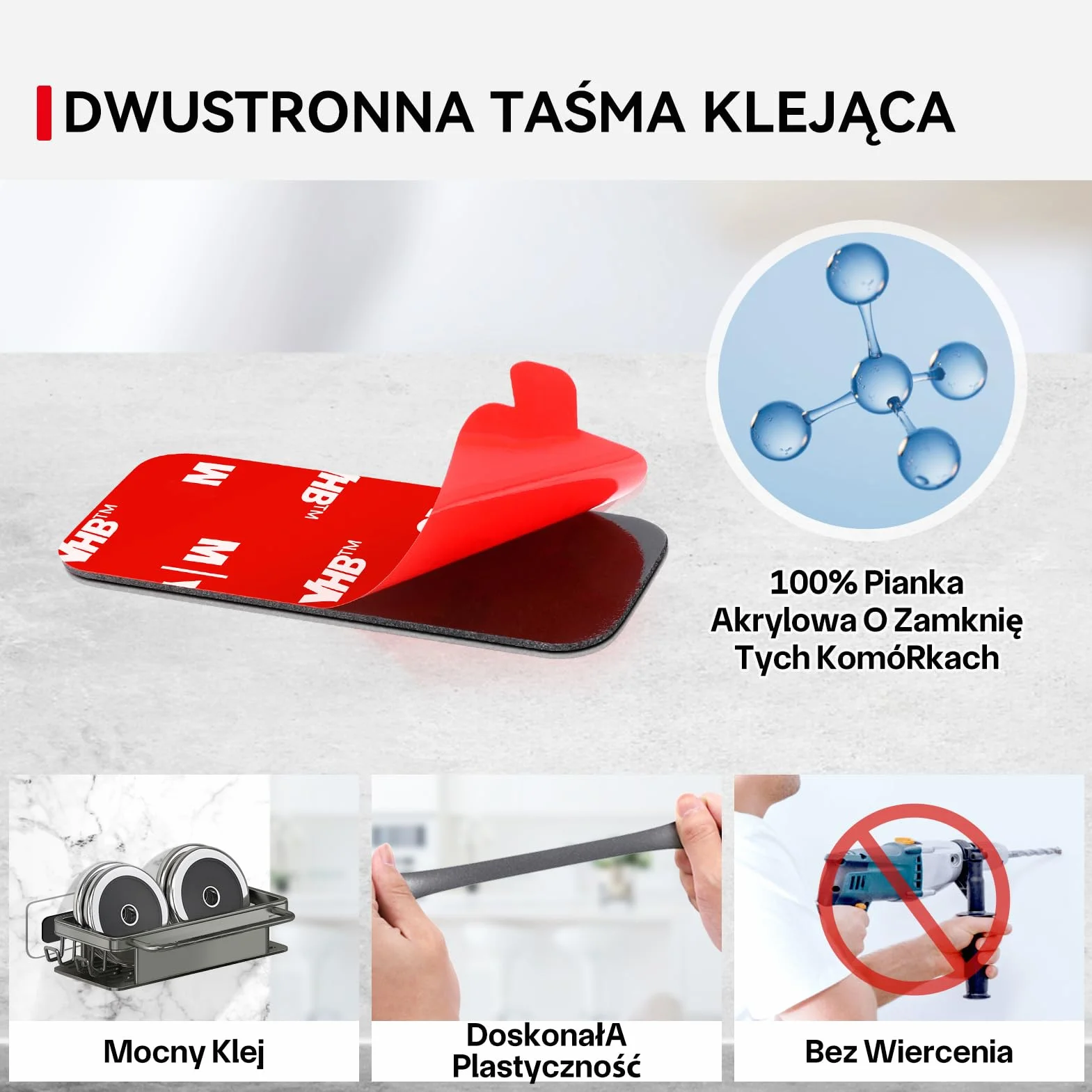 Taśma Dwustronna, 10 szt Dwustronna Tasma Samoprzylepna Klejąca, Wodoodporna Taśma Montażowa, Odporny na Wodę i Ciepło do Samochodów, Domów i biur Oraz Kamer Sportowych, 50 * 25mm