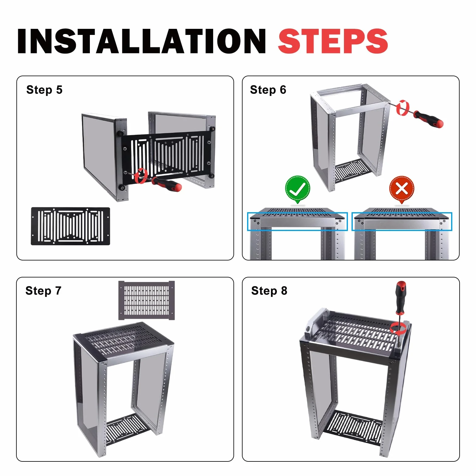 GeeekPi DeskPi RackMate T1, 10-calowa szafa serwerowa 8U, mini rack o głębokości 200mm z półką i pustym panelem, do 10-calowego sprzętu AV, NAS i serwera (srebro)