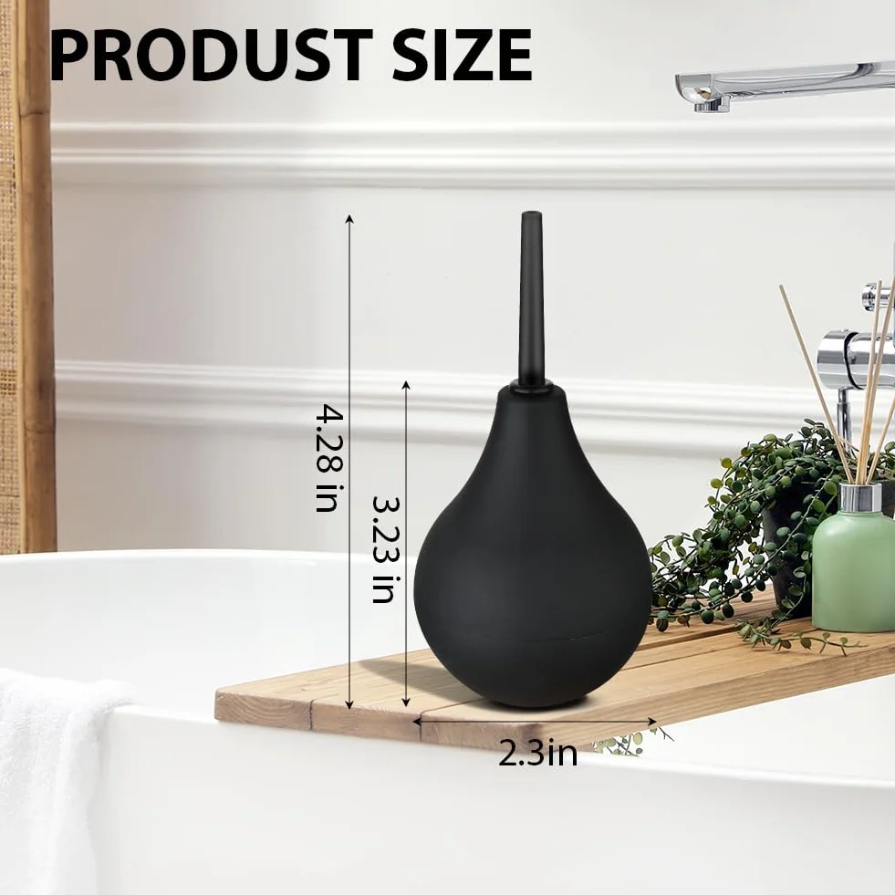 ACWOO 224 ml Bulb Douche dla mężczyzn i kobiet, irygator do odbytu wykonany z silikonu medycznego – higieniczny i bez BPA (czarny)