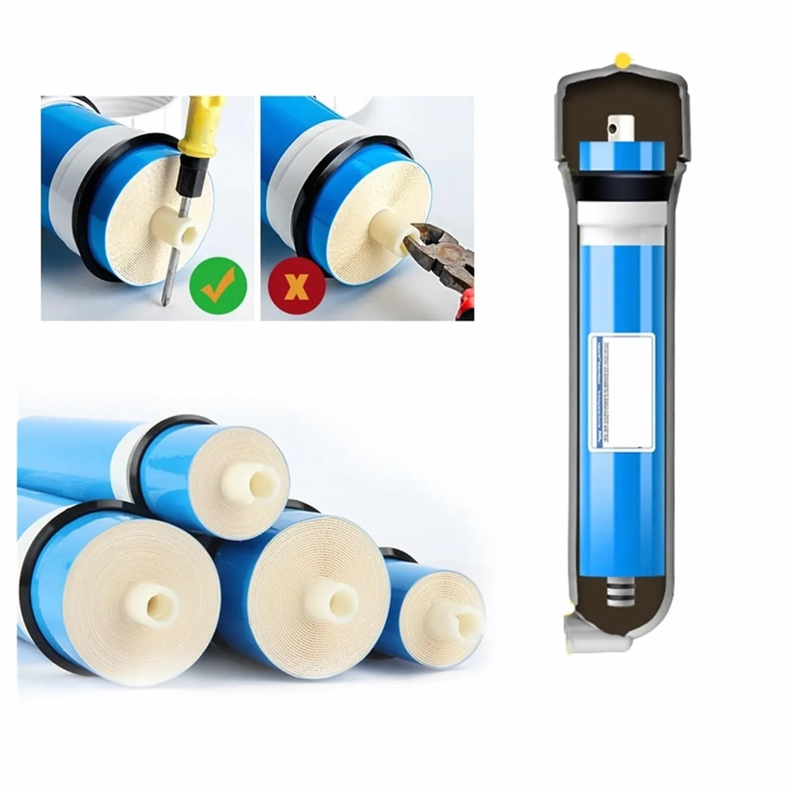 2 SZTUK 50/75/100GPD Domowa Kuchnia Odwrócona Osmoza Membrana RO Wymiana Systemu Wody Filtr Oczyszczający System Filtrów Wody Redukuje zanieczyszczenia(2012 100G 2PS)