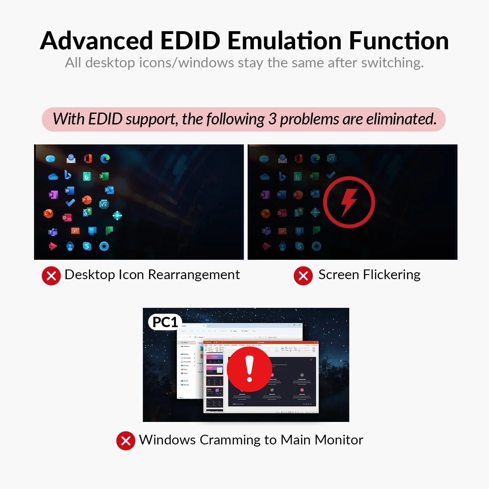 AV Access Docking Station KVM Switch 2 Monitors 3 Computers Dual 4K@60Hz 100W USB C Charging 1G Ethernet