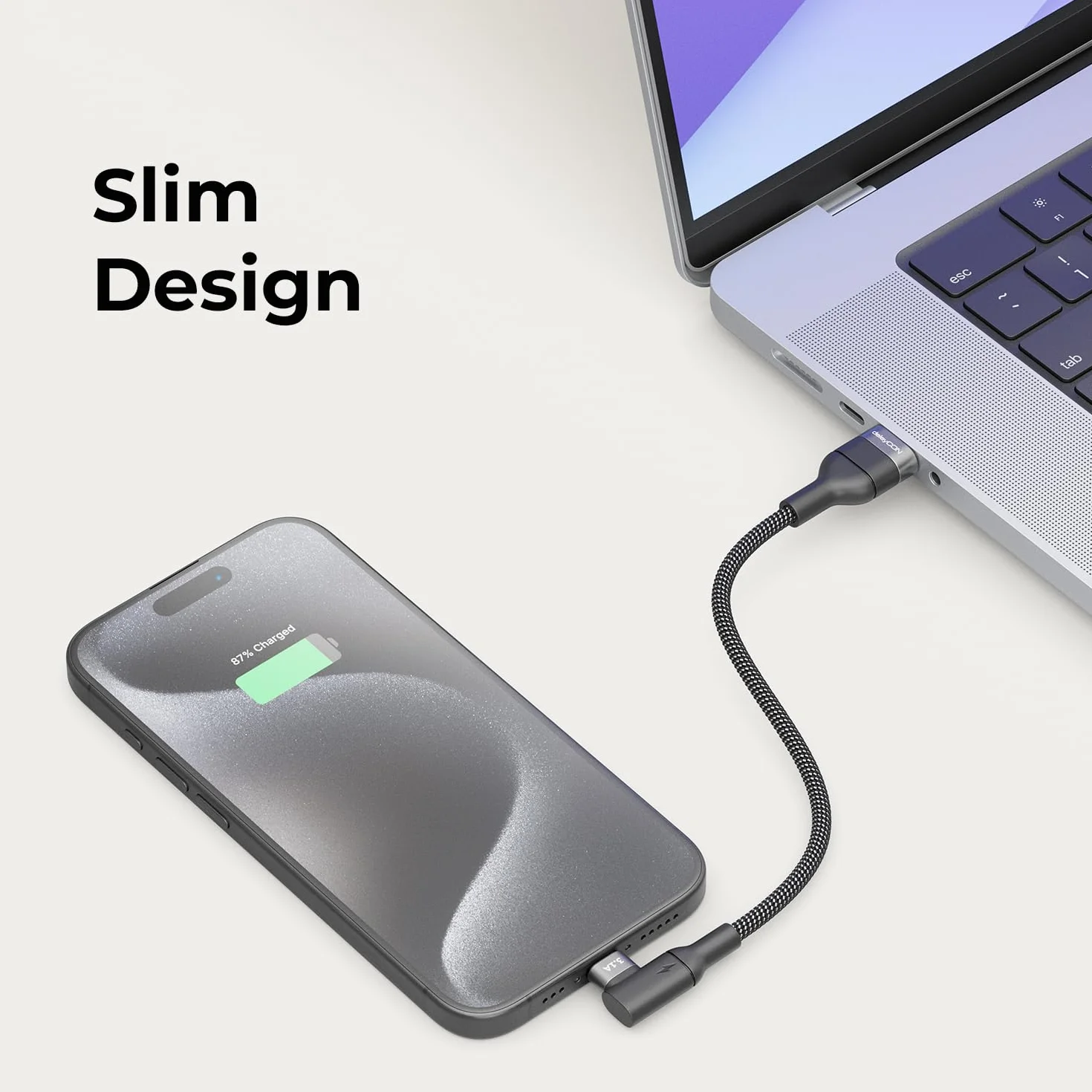 deleyCON 0,15m Kabel USB-C Kątowy 90° - Krótki Kabel ładujący i Danych USB-A do USB-C Pod Kątem do iPhone 17 16 15 Pro Max Air, Galaxy A16 A56 S25 S24 S23, Pixel, AirPods, Laptopa, PS5