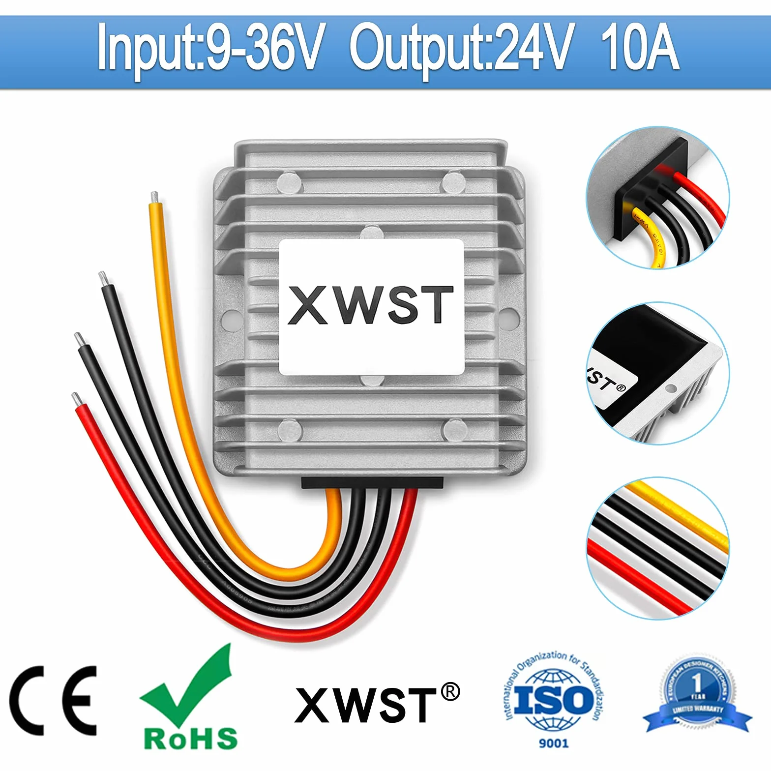 Regulator napięcia DC 9-36V na 24V 10A 240W do samochodu ciężarowego