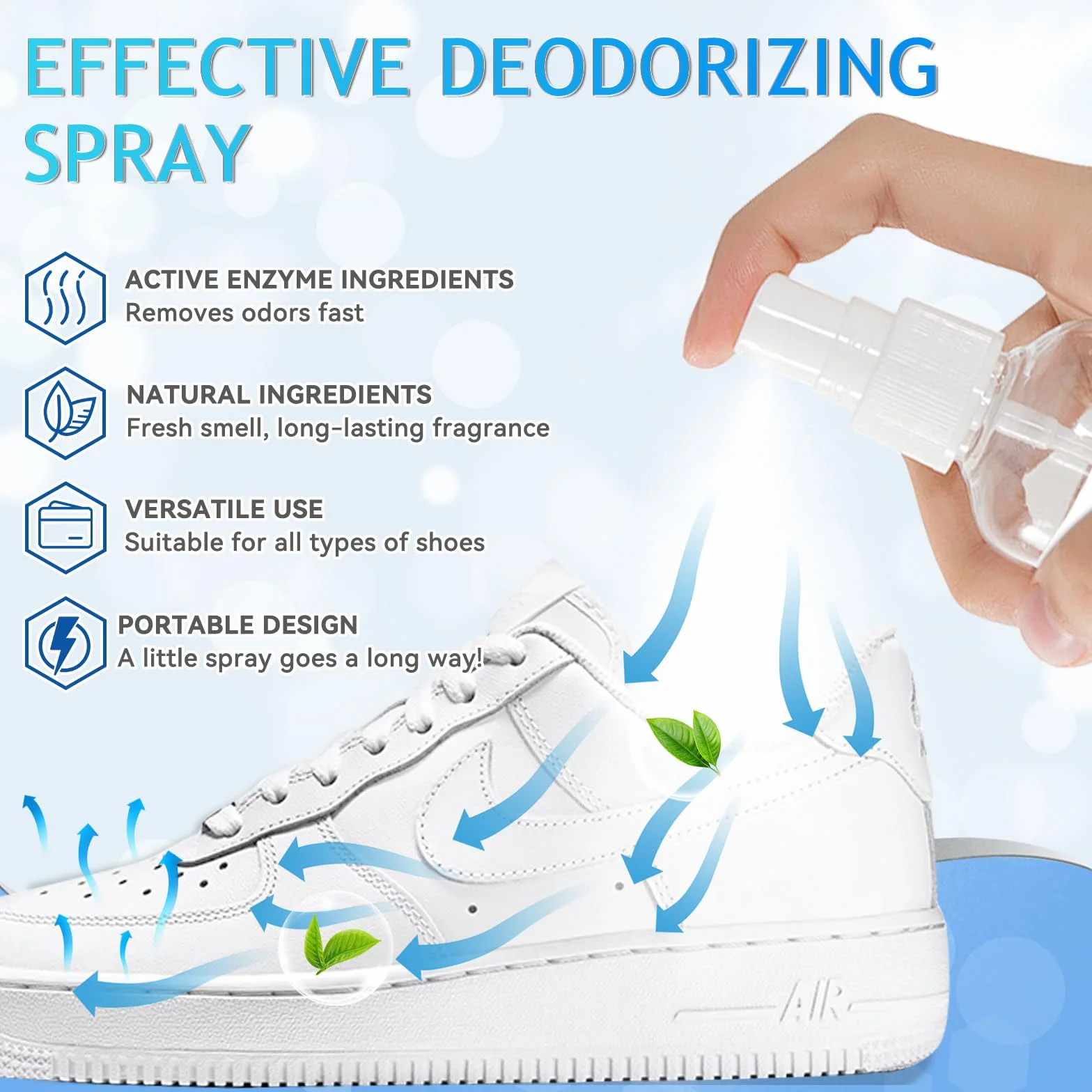 Dezodorant do butów, 2 sztuki, naturalny eliminator zapachów do śmierdzących stóp, butów i toreb na siłownię, dezodorant do stóp, zwalcza zapachy dla mężczyzn i kobiet, naturalny spray do butów,