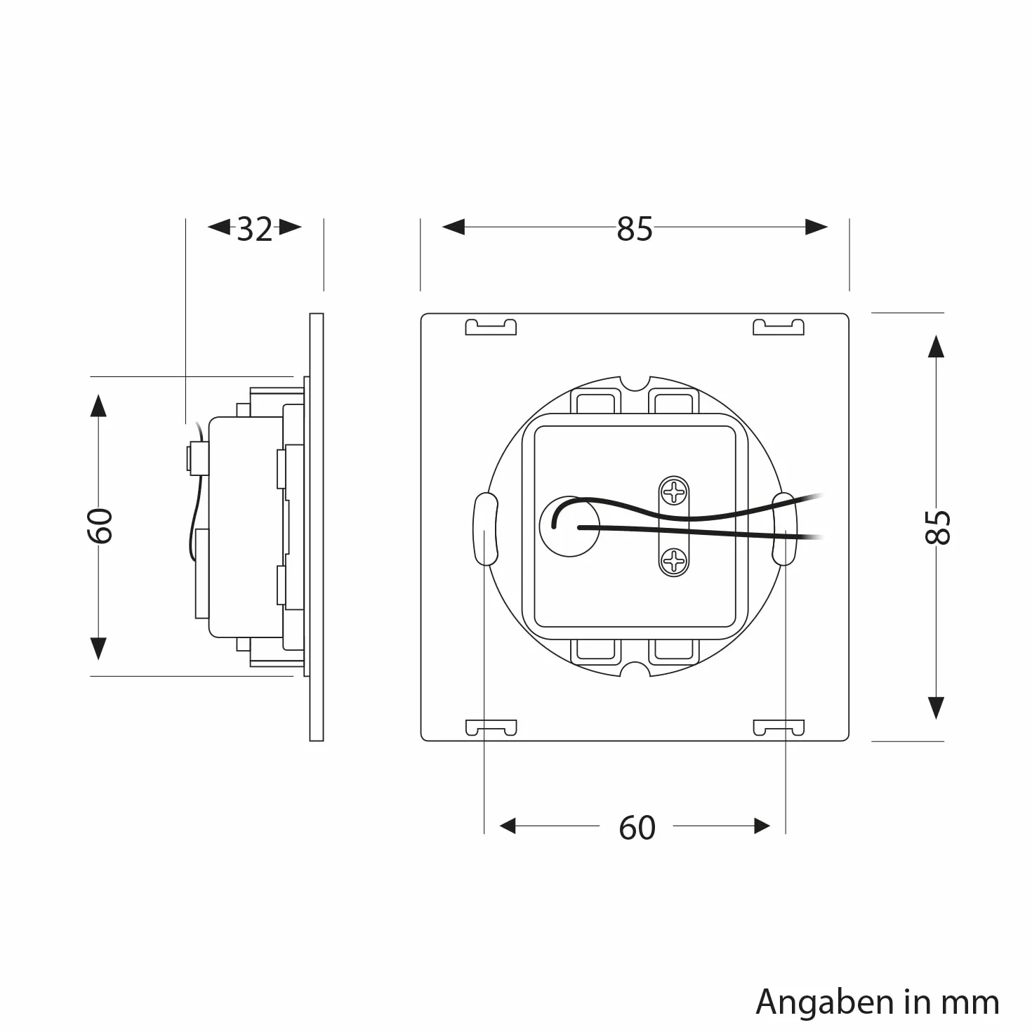 ledscom.de 4 LED lampa schodowa/wpuszczana lampa ścienna FEX do wnętrz i na zewnątrz, kątowa, 85 x 85 mm, ciepła biel
