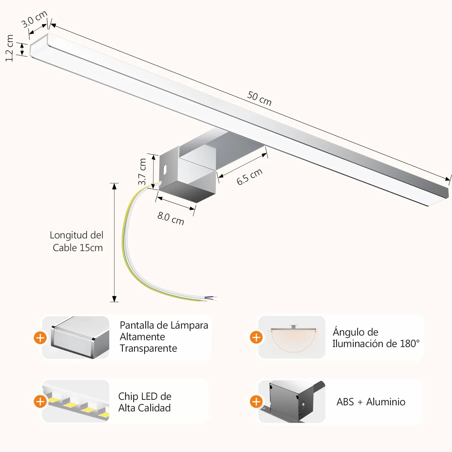 Lampa łazienkowa Hommie, 50 cm, 12 W, 1549 lm, naturalna biel 4000 K, 230 V, aluminiowa, IP44
