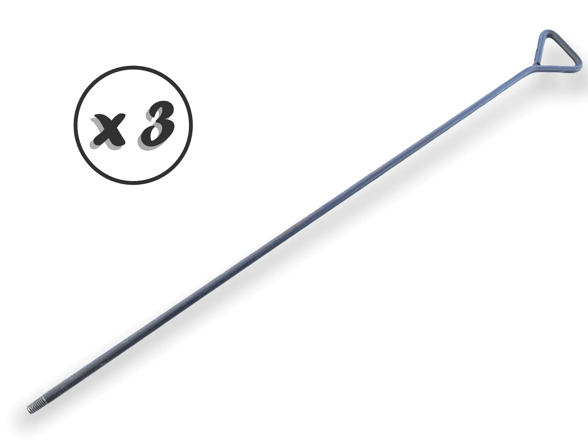 Zestaw 3 sztywnych okrągłych prętów stalowych 100 cm do szczotki rurowej Kibros | Złączka gwintowana M12*175 męska | Kibros 4TMMx3