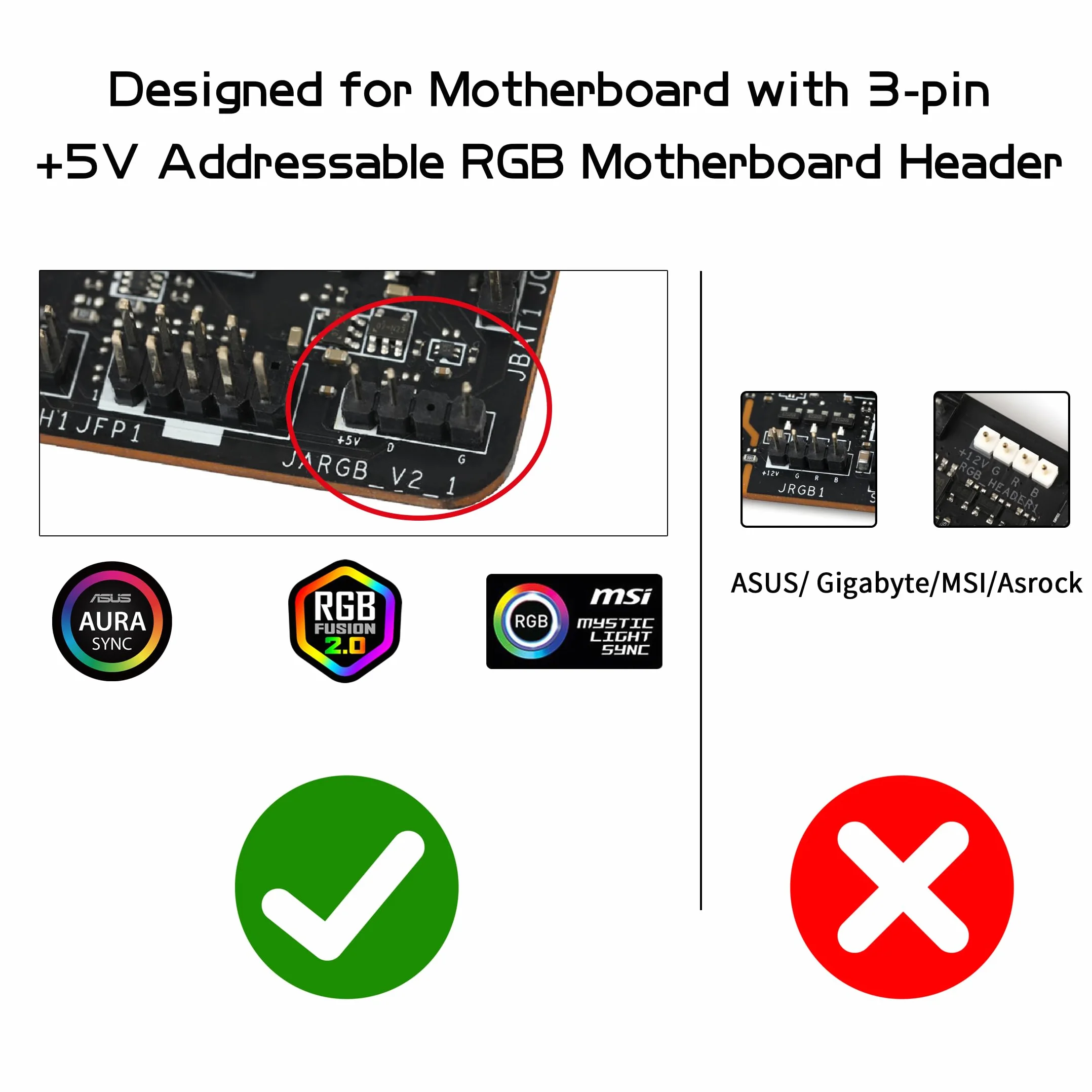 YAODHAOD 12 V 4-biegunowy RGB 5 V 3-biegunowy ARGB kabel rozdzielający przedłużacz 50 cm