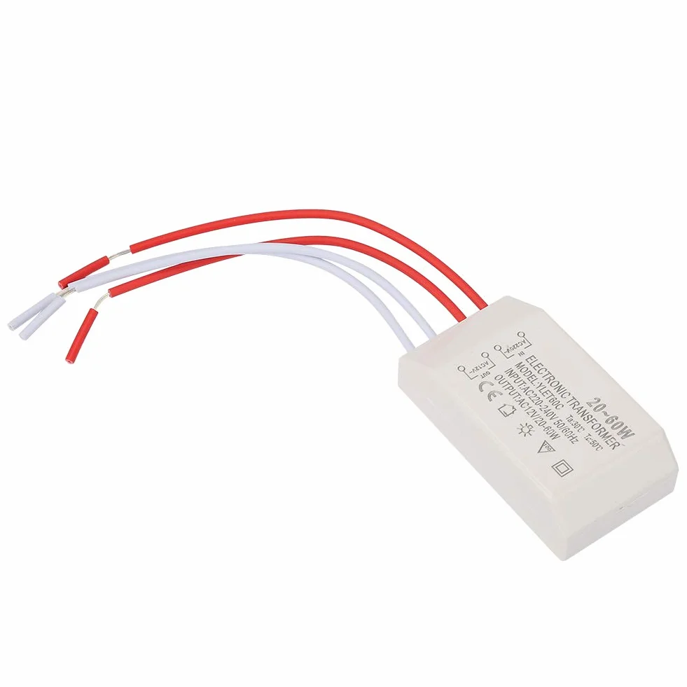 YUYTE Elektroniczne Napięcie Transformatora Zasilnik 220 V do 12 V 20-60W z Ultra cienką skorupą do Halogenowych Kubków Lampy G4