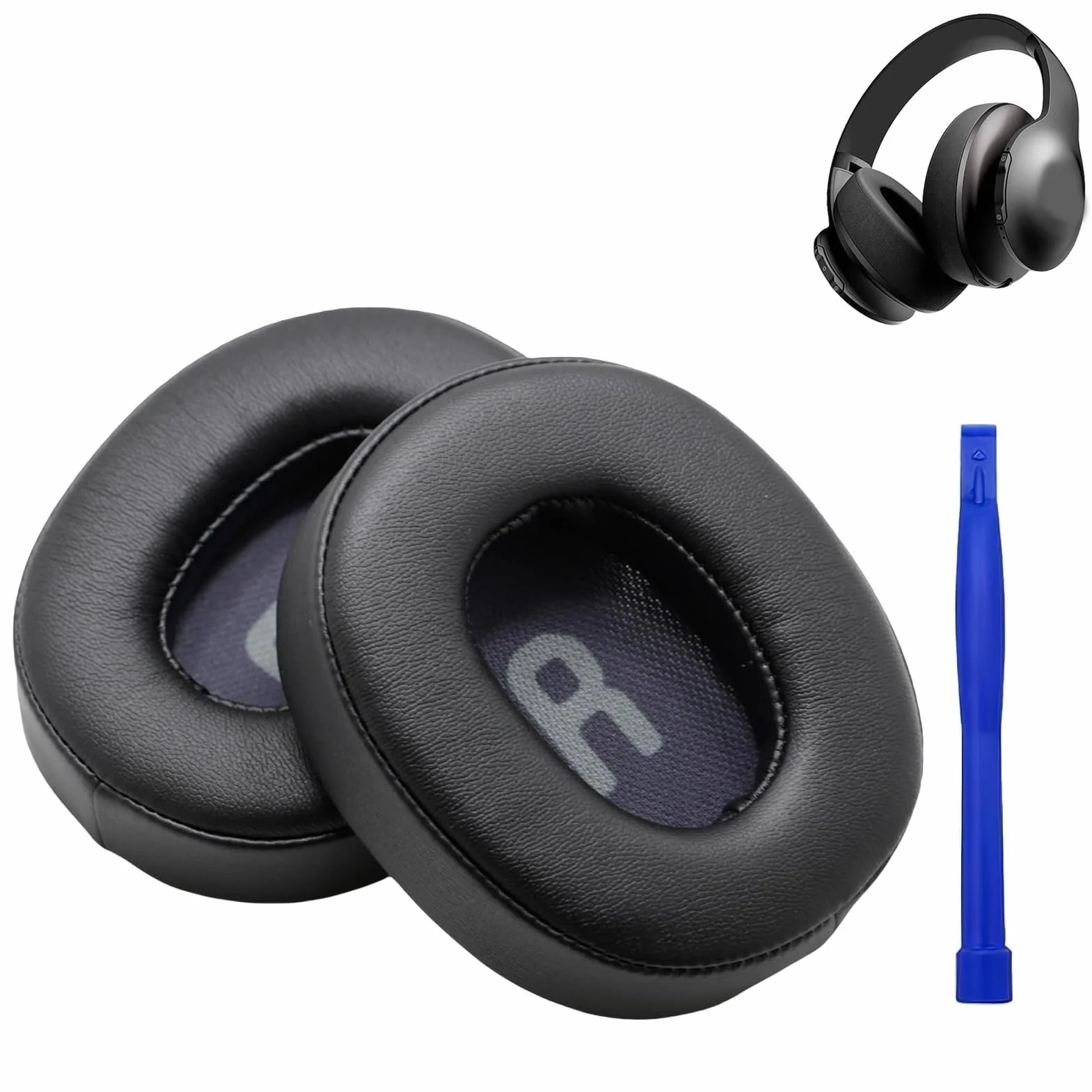 1 para wkładek dousznych do JBL Tune 700 (700BT)/710 (710BT)/720(720BT)/750 BT, 750BT, 760(760NC), Nie jest kompatybilny z modelem 770 (770NC), miękka skóra białkowa (czarny)