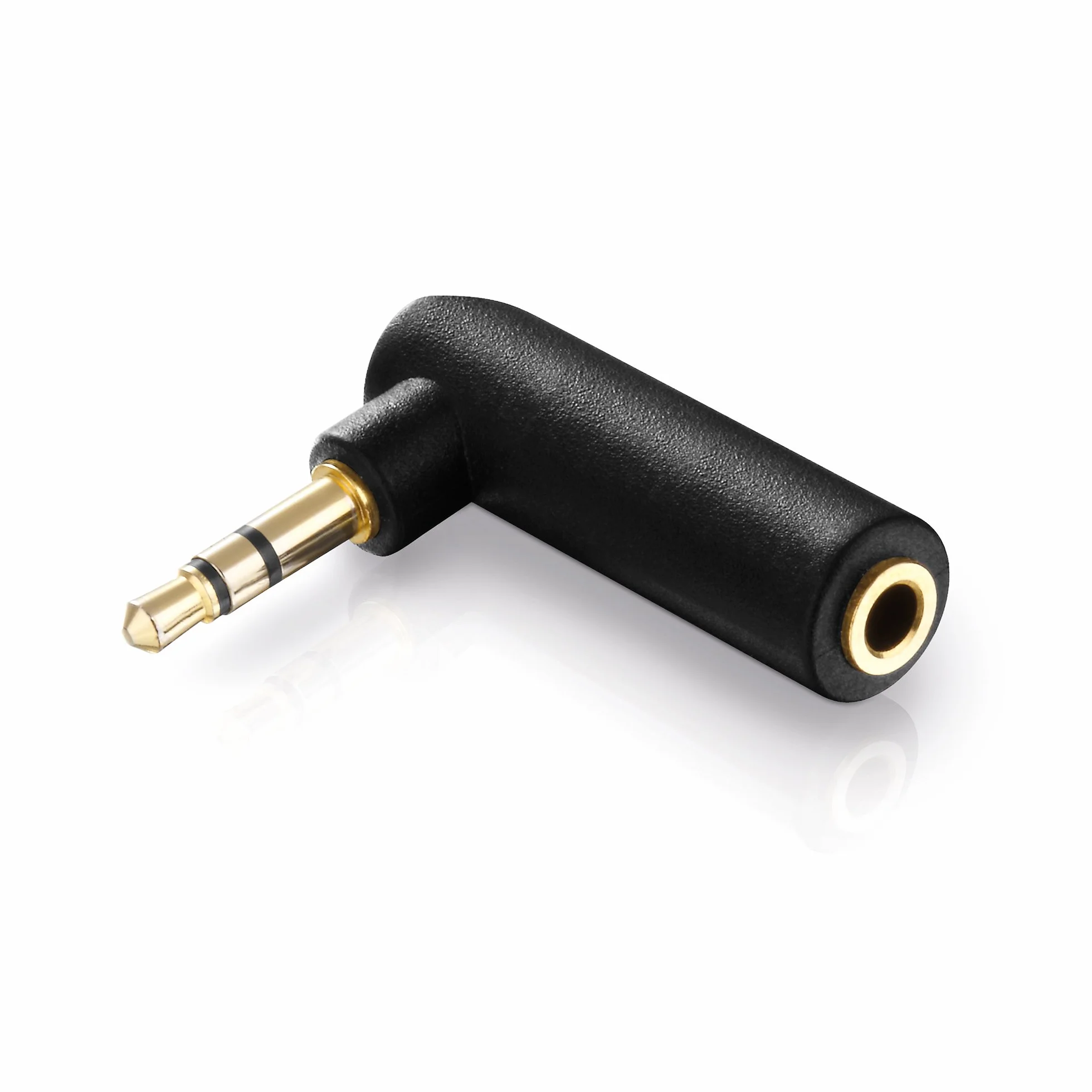 Adapter jack 3,5 mm 90° pozłacany 4-pinowy wtyk czarny