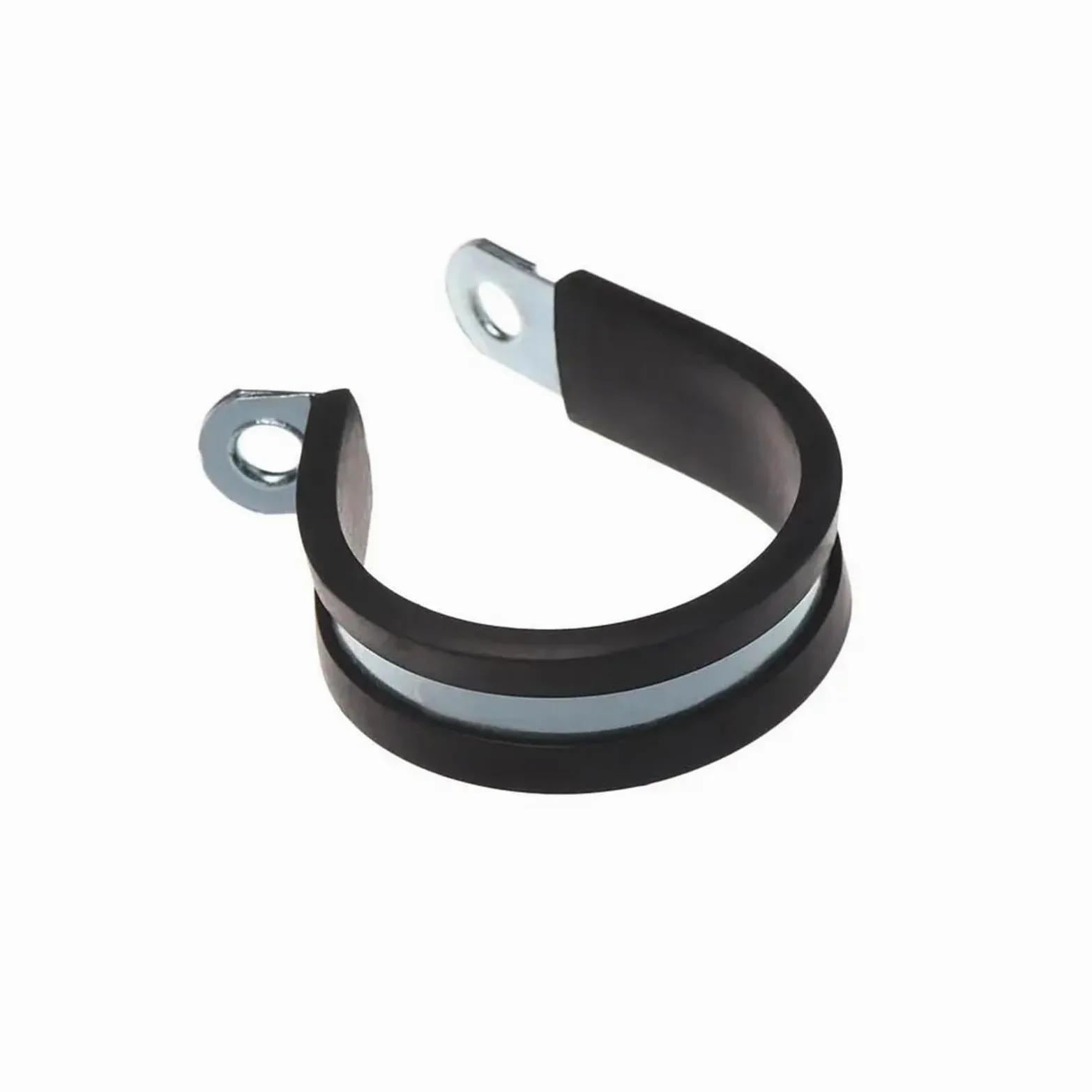 Zestaw 10 opasek zaciskowych P z gumową powłoką do kabli i węży, metalowych elementów mocujących, złączek elektrycznych (40 mm)