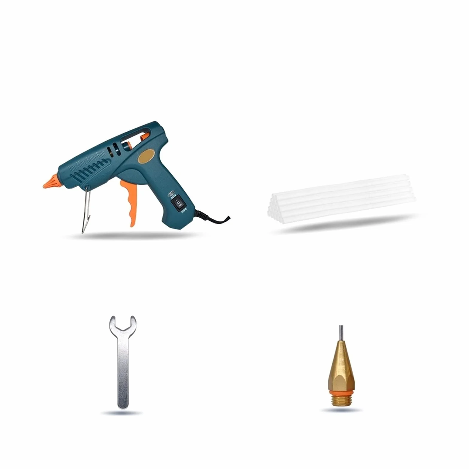 Pistolet Do Klejenia Na Gorąco 15 W 1 Zestaw Narzędzi Pistolet Do Silikonu 50W/OFF/150W Przełącznik Do Naprawy Rzemiosła DIY Użyj 11mm Klej W Sztyfcie Czysta Miedź Dysza(SET-3)