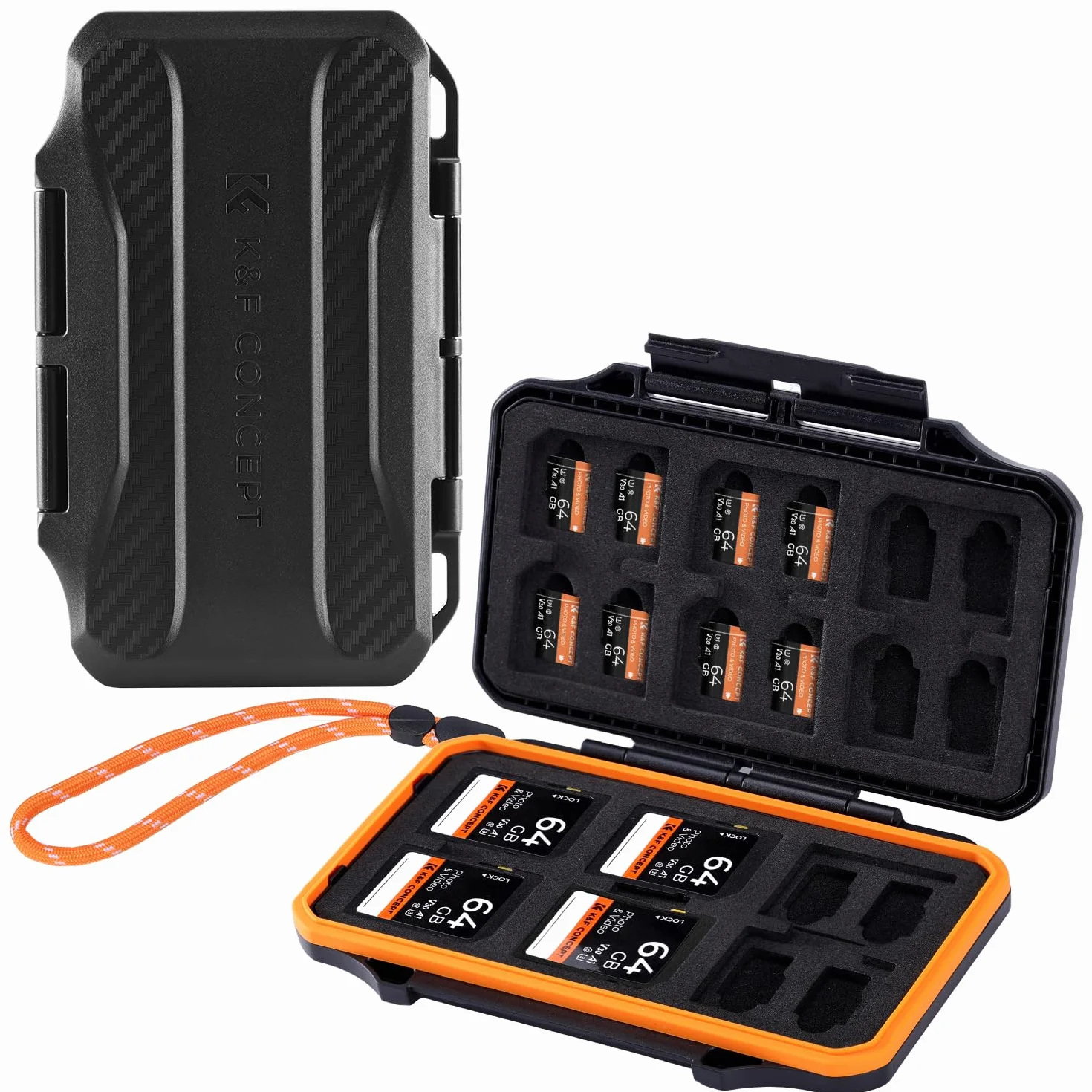 K&F Concept Etui na karty pamięci z 36 przegródkami, na 12 x SD i 24 x karty Micro SD (TF), wodoodporny, odporny na wstrząsy, przenośny organizer do przechowywania