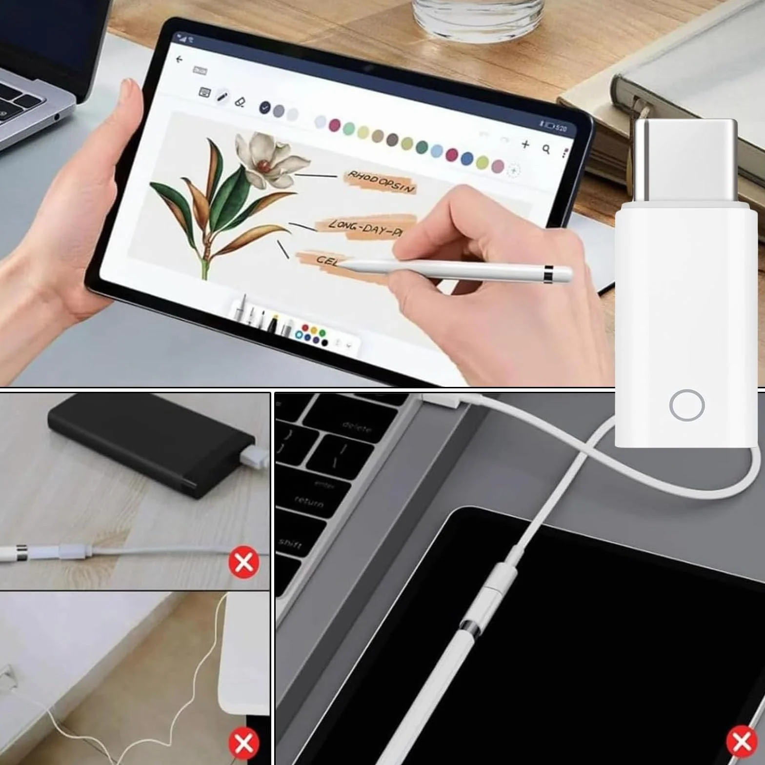LEZED Adapter do Apple Pencil 1. generacji USB-C ładujący biały