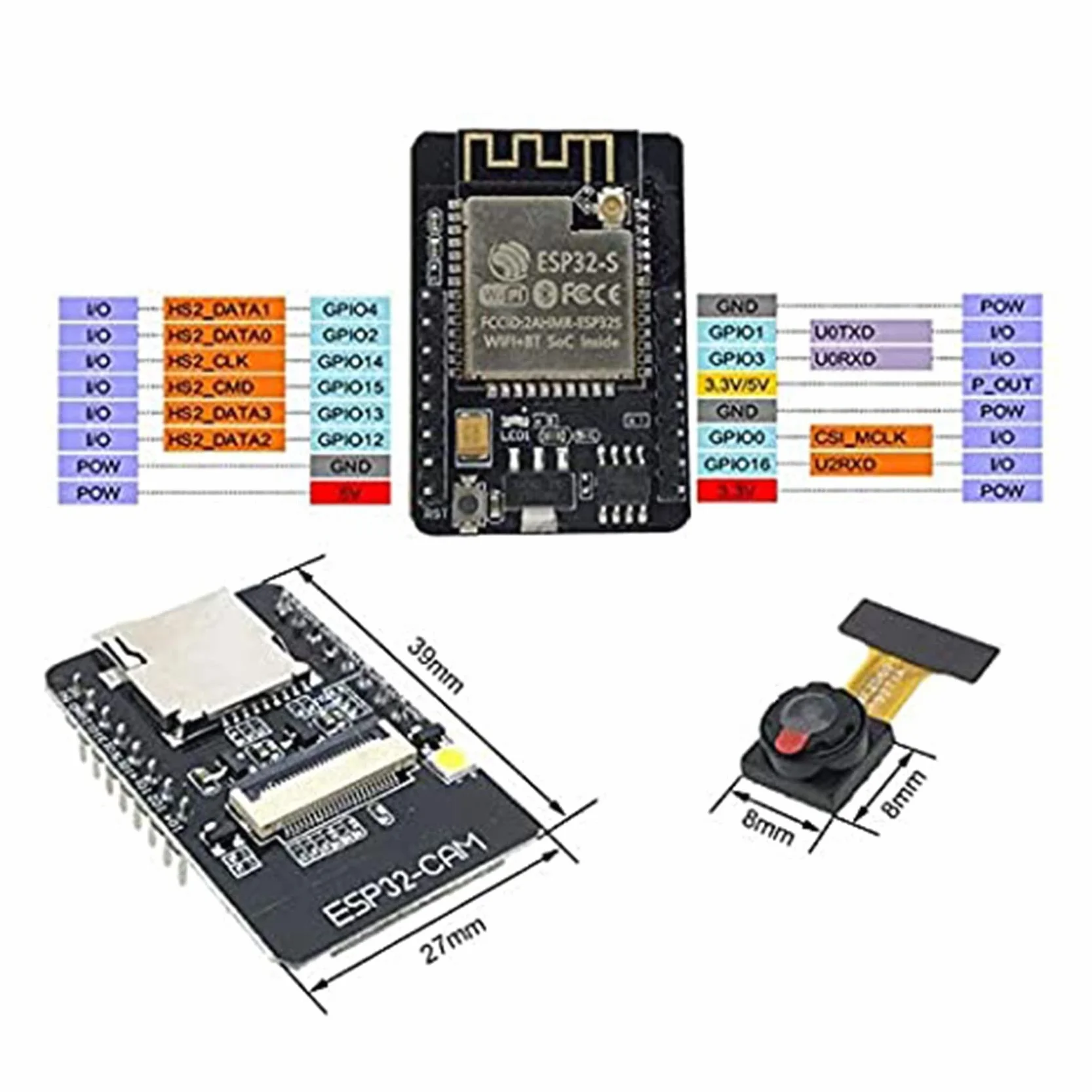 2 x ESP32-CAM moduł WiFi 2,4 G antena ESP32 szeregowa do WiFi ESP32 CAM Development Board 5 V Bluetooth z kamerą OV2640